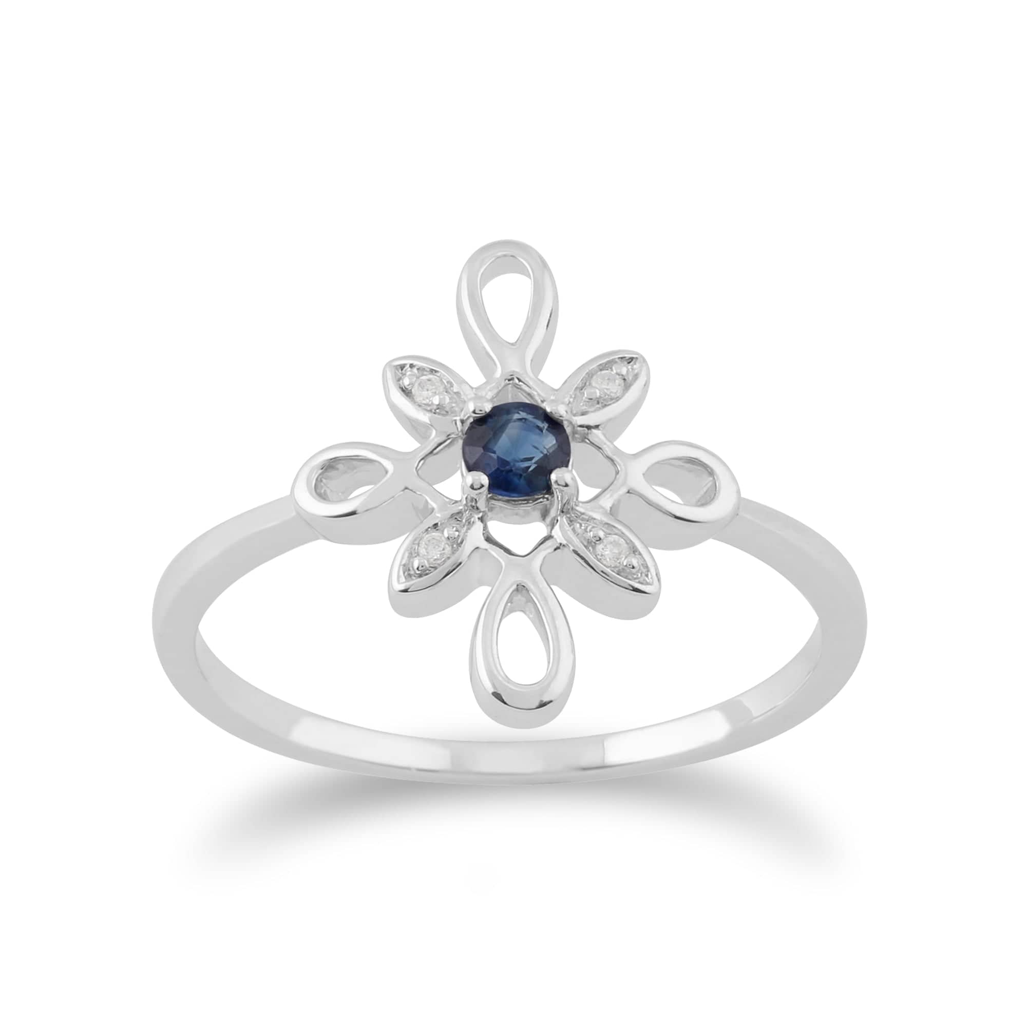 Floral Sapphire & Diamond Starburst Pendant & Ring Set Image 3