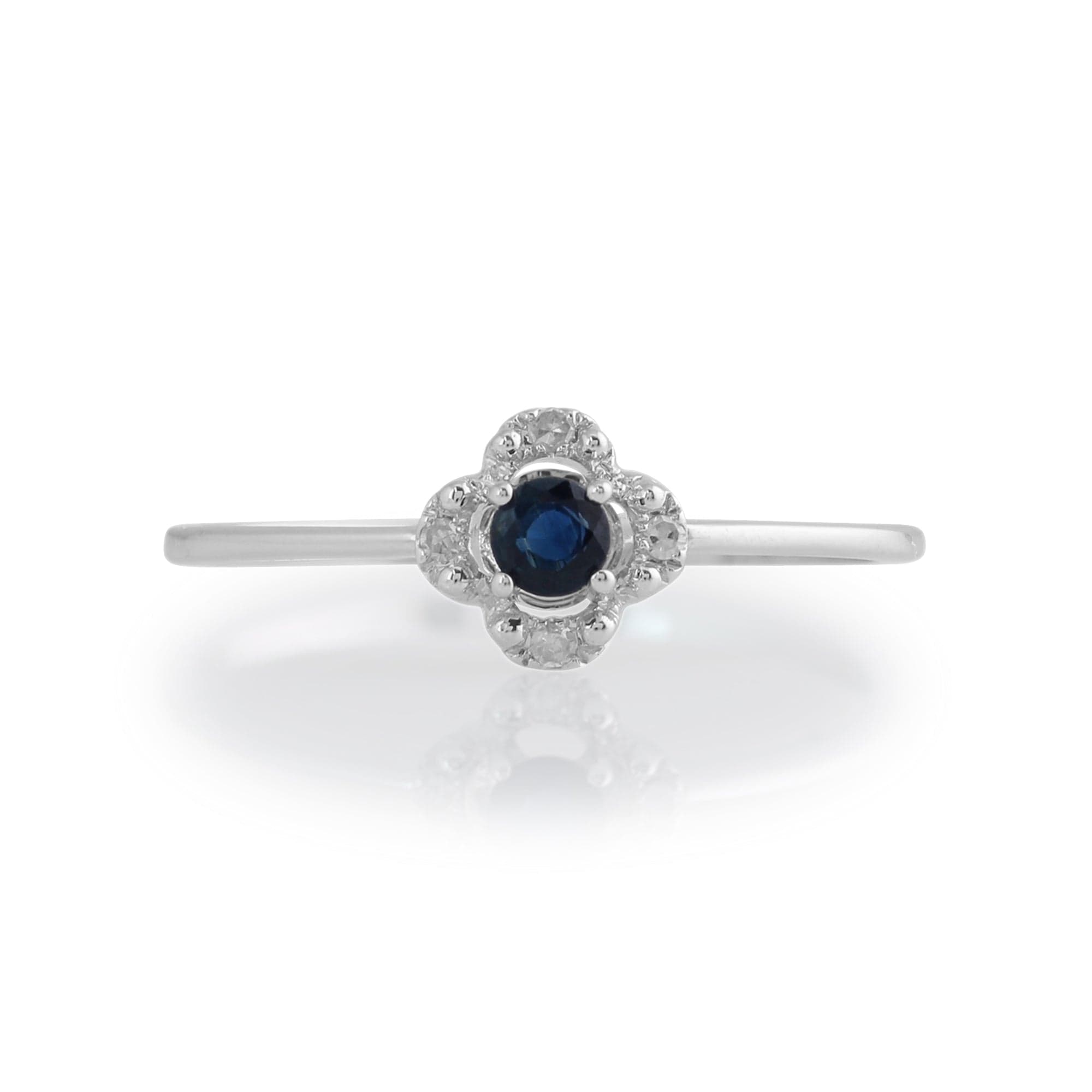 Gemondo 9ct White Gold 0.14ct Sapphire & Diamond Floral Ring