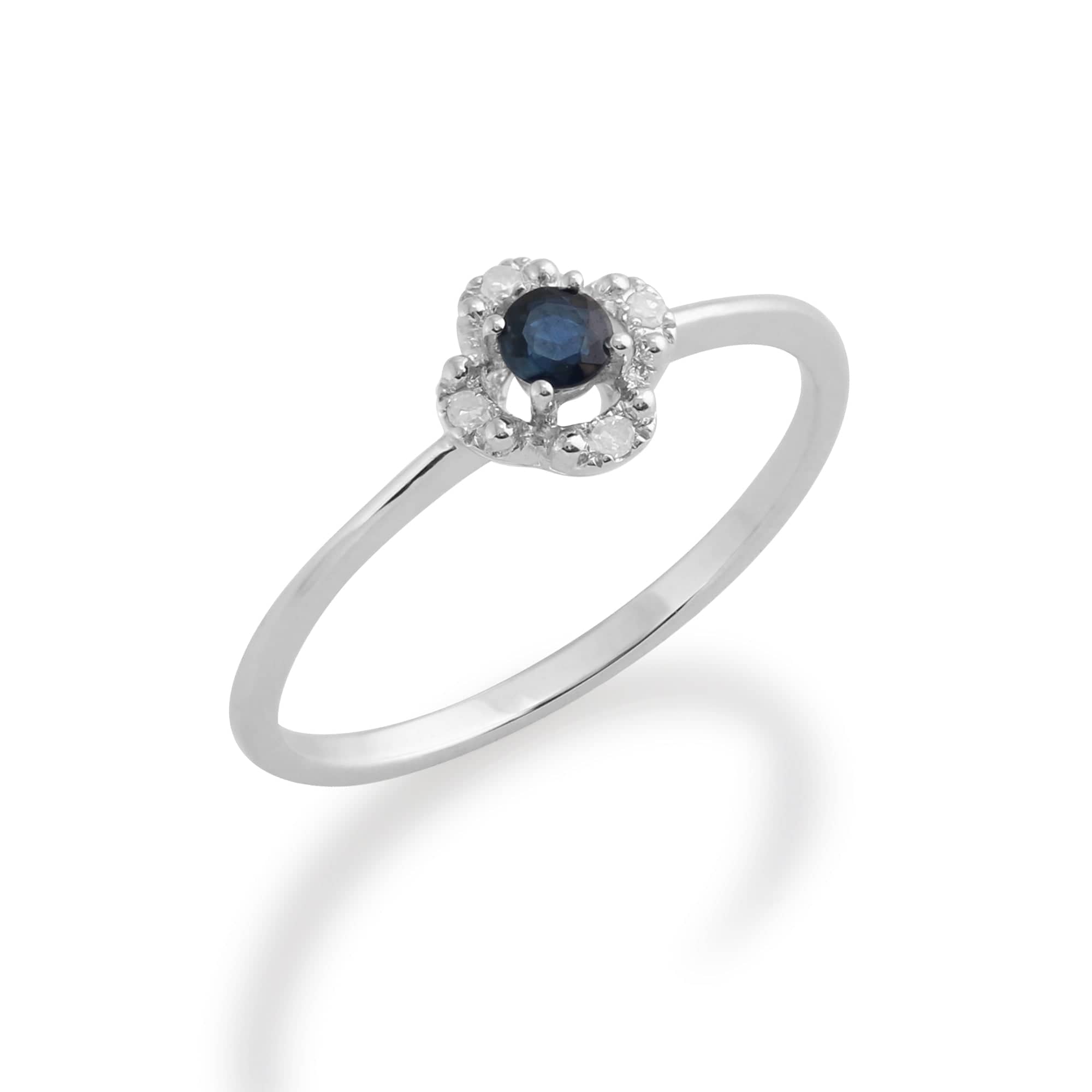 Gemondo 9ct White Gold 0.14ct Sapphire & Diamond Floral Ring Image