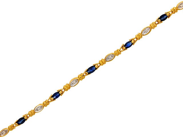 Gemondo 9ct Yellow Gold 1.45ct Genuine Sapphire & 5pt Diamond 18cm Bracelet Image