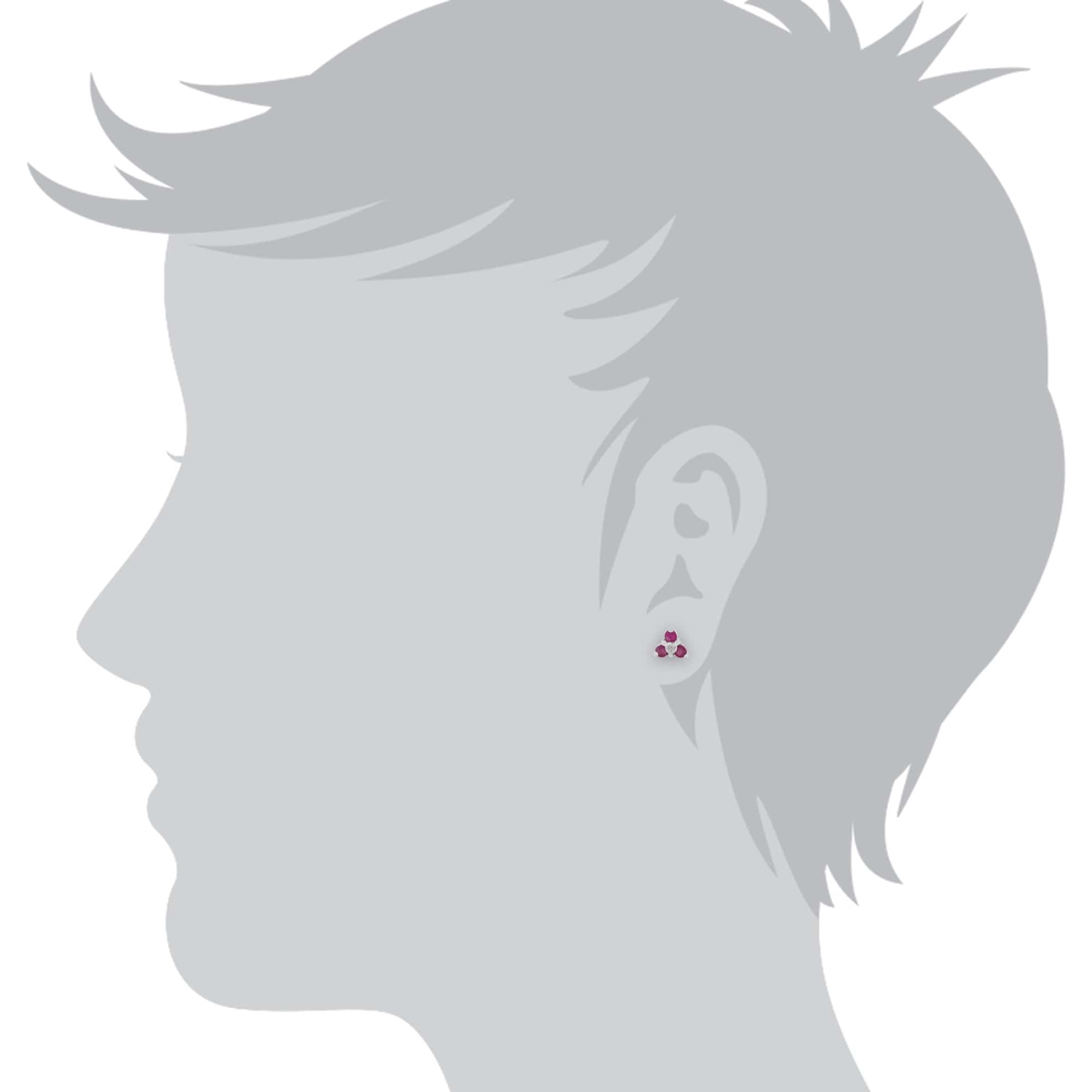 Floral Ruby & Diamond Stud Earrings & Pendant Set Image 3