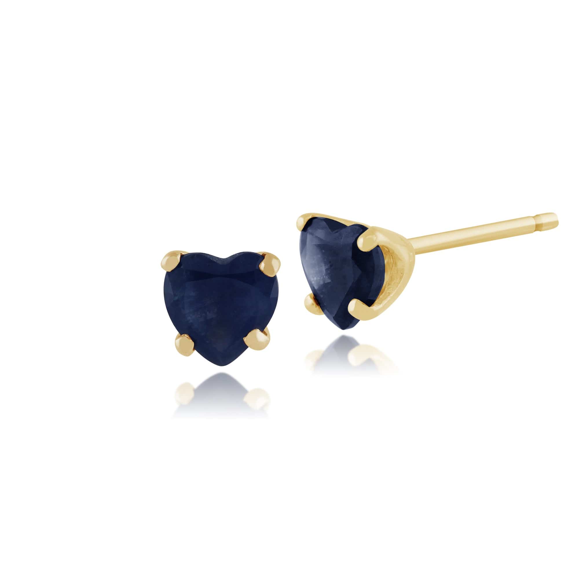 Small Classic Heart Garnet Stud Earrings in 9ct Yellow Gold