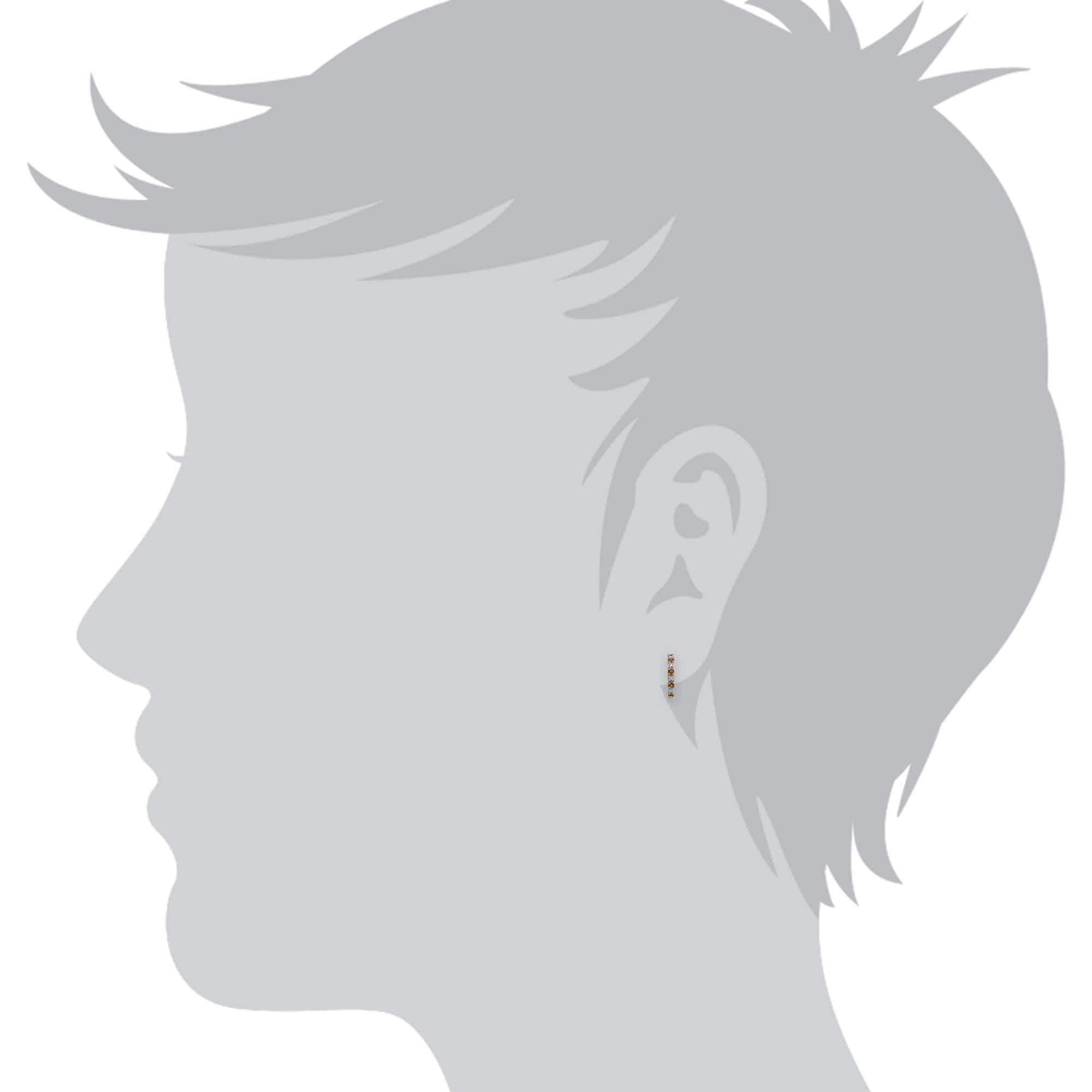 Classic Round Fire Opal & Diamond Half Hoop Earrings in 9ct Yellow Gold - Gemondo