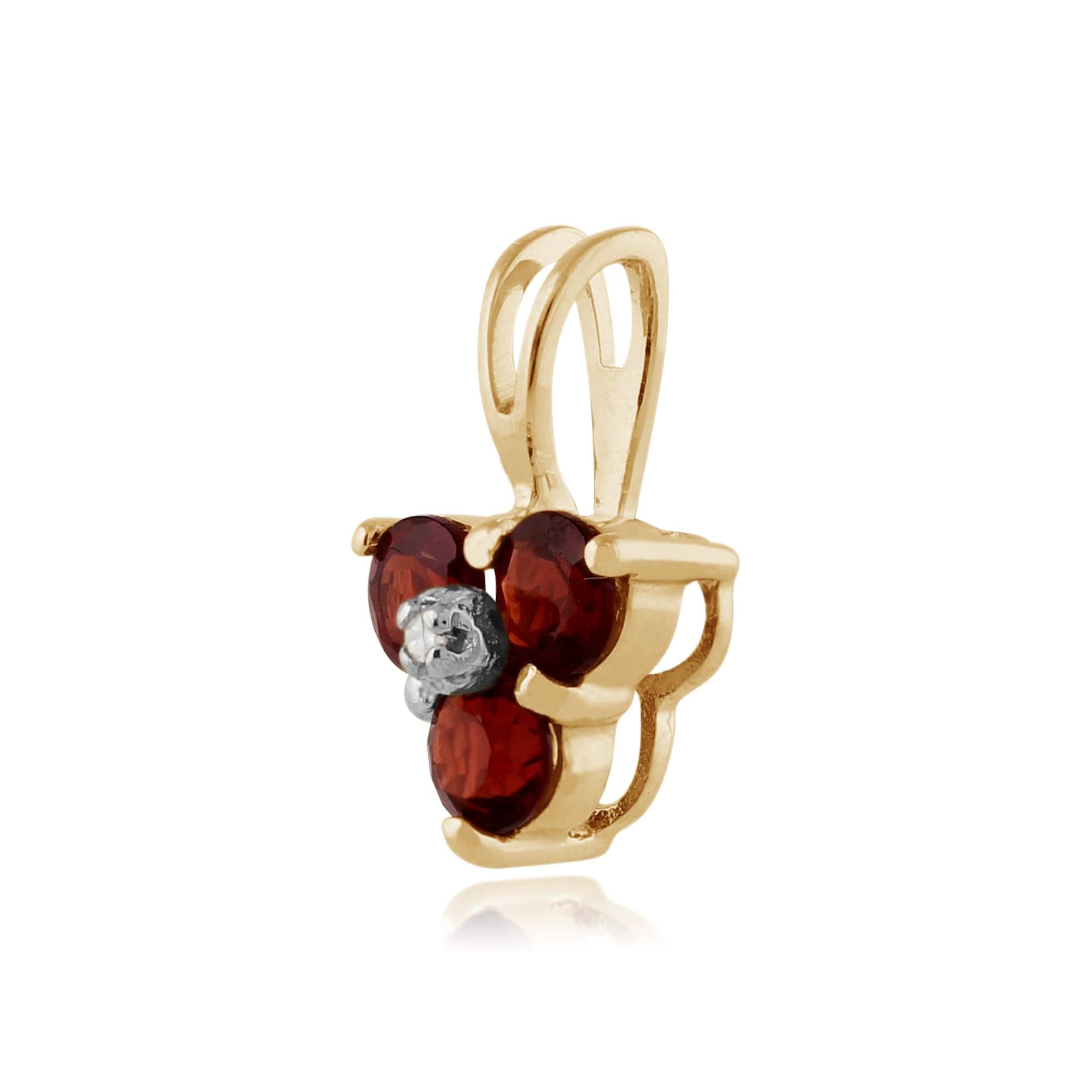 26932-27053 Floral Round Garnet & Diamond Flower Stud Earrings & Pendant Set in 9ct Yellow Gold 5
