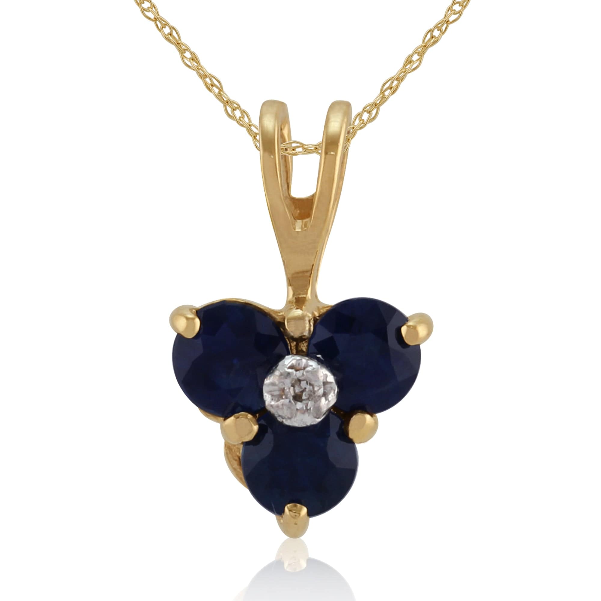 9ct Yellow Gold 0.44ct Sapphire & Diamond Classic Cluster Pendant on Chain Image