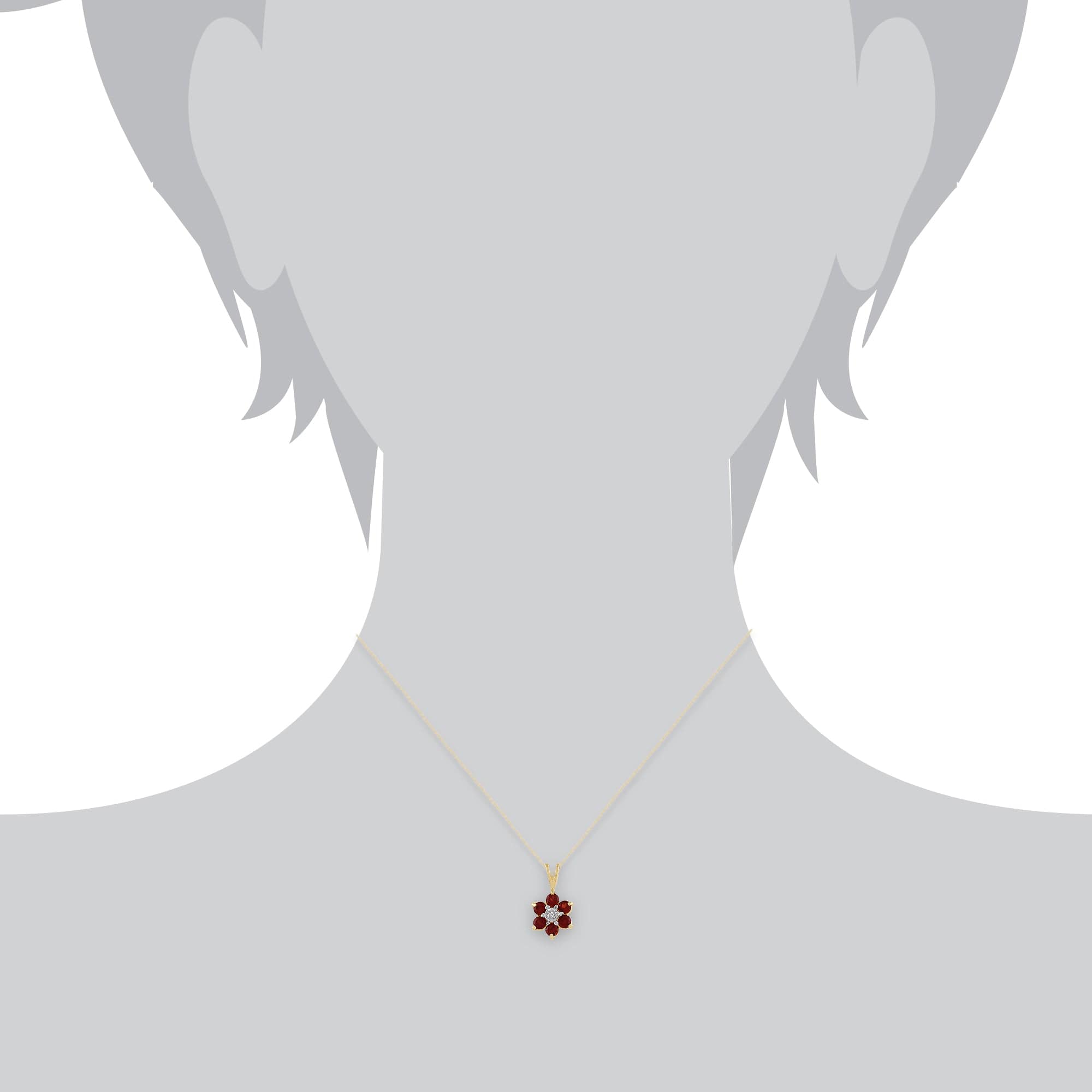 Floral Garnet & Diamond Cluster Stud Earrings & Pendant Set Image 6