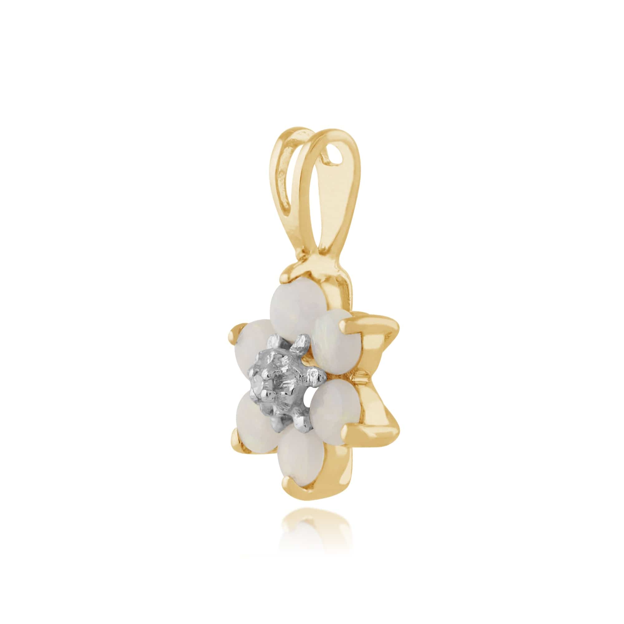 Floral Round Opal & Diamond Pendant 