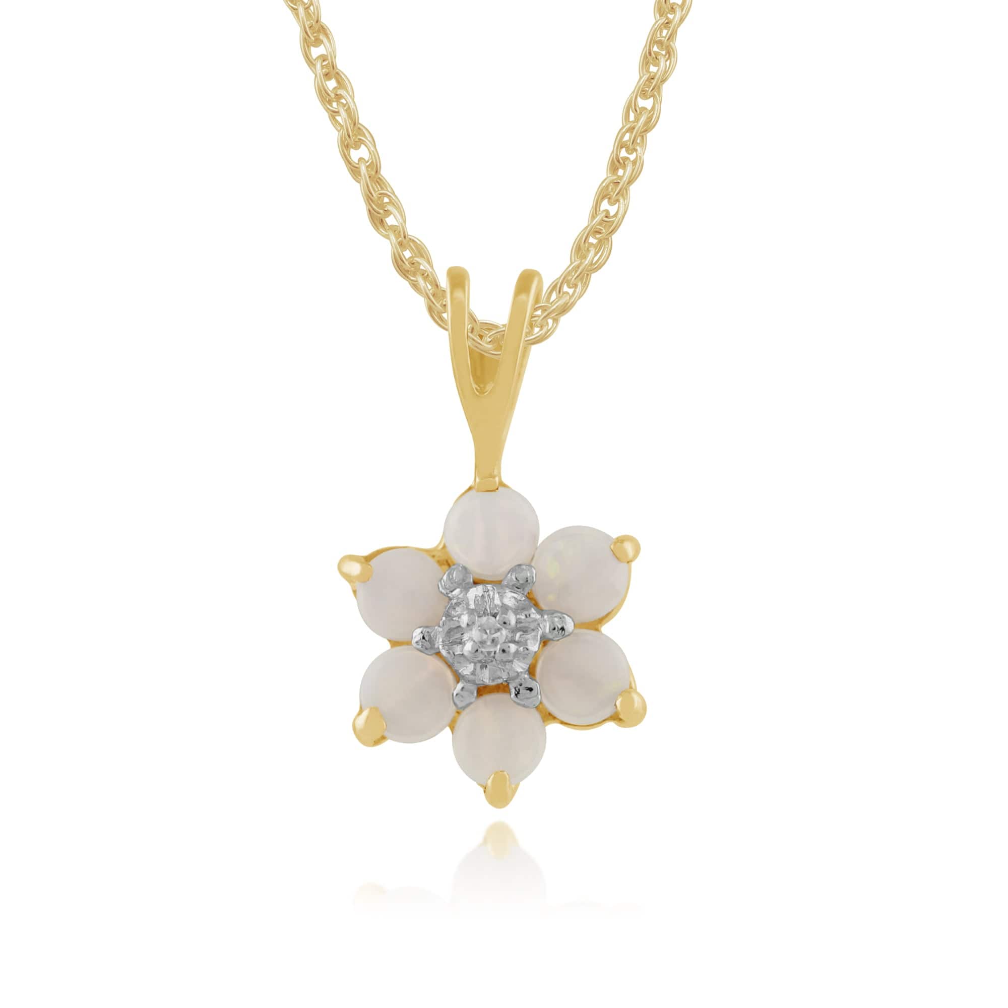 Floral Round Opal & Diamond Pendant 