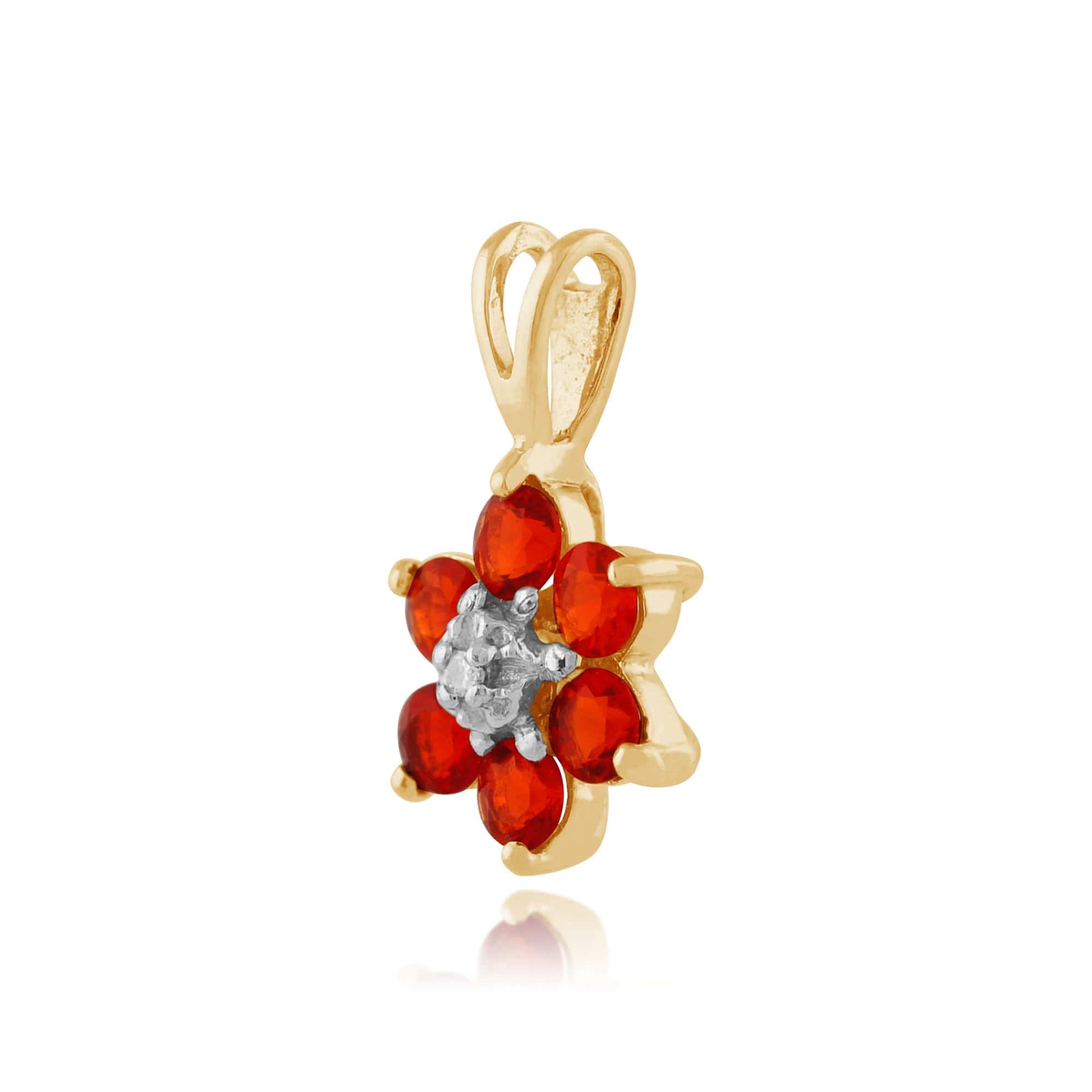 Floral Fire Opal & Diamond Clyster Pendant on Chain Image 2