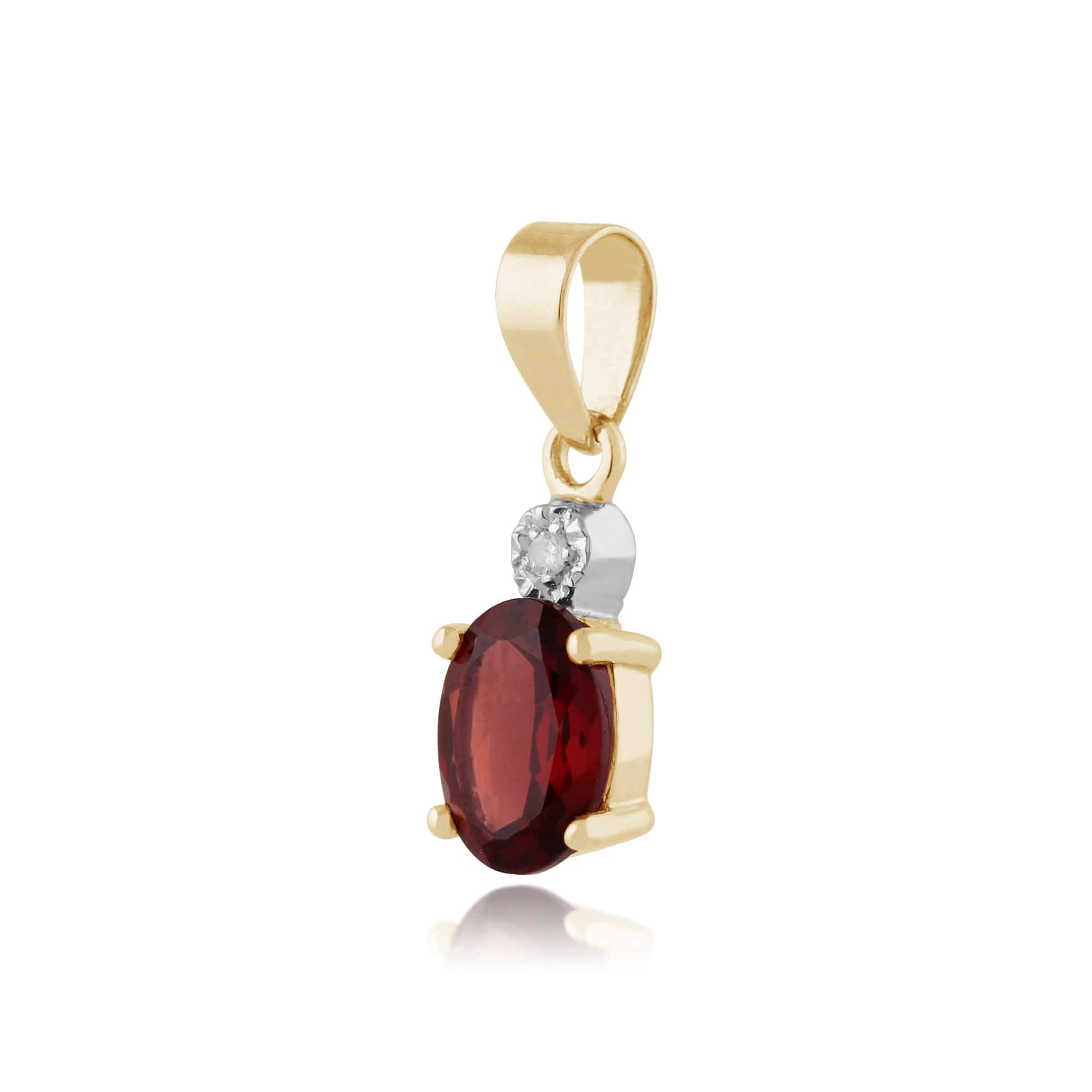 10702 Classic Oval Garnet & Diamond Pendant in 9ct Yellow Gold 2