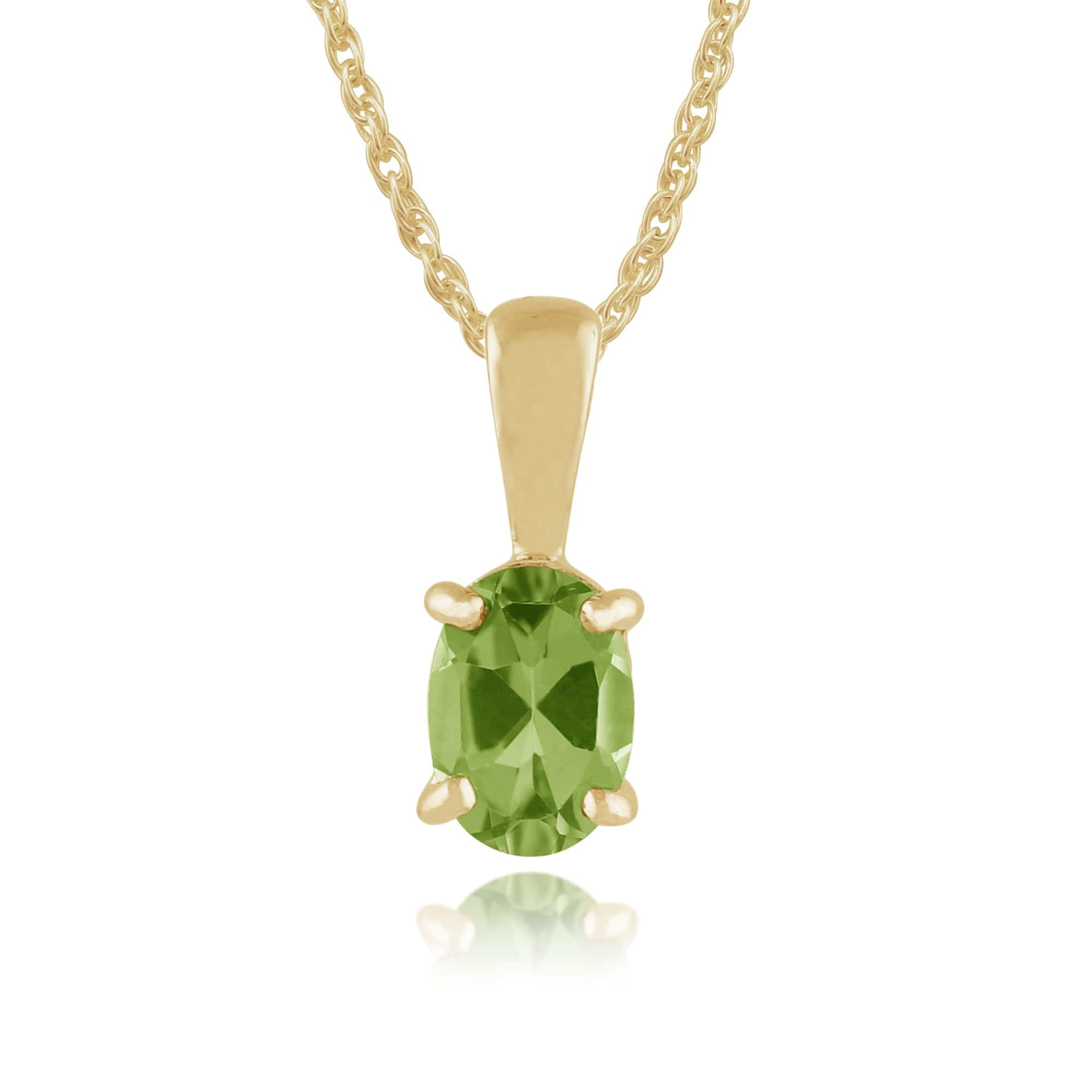 Classic Oval Peridot Pendant in 9ct Yellow Gold - Gemondo