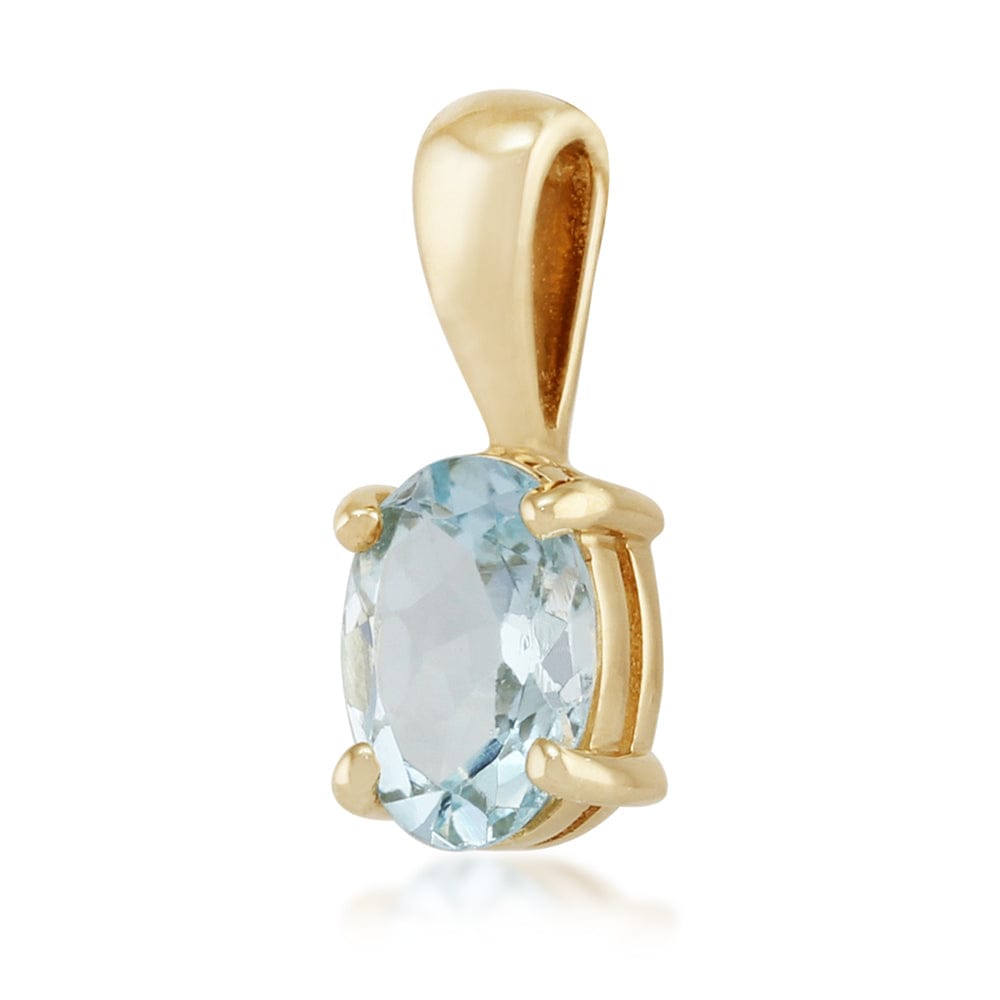 10740 Classic Oval Aquamarine Pendant in 9ct Yellow Gold 2