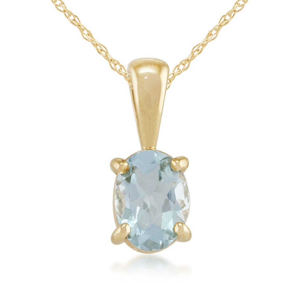 Classic Oval Aquamarine 0.60ct Pendant 9ct Yellow Gold
