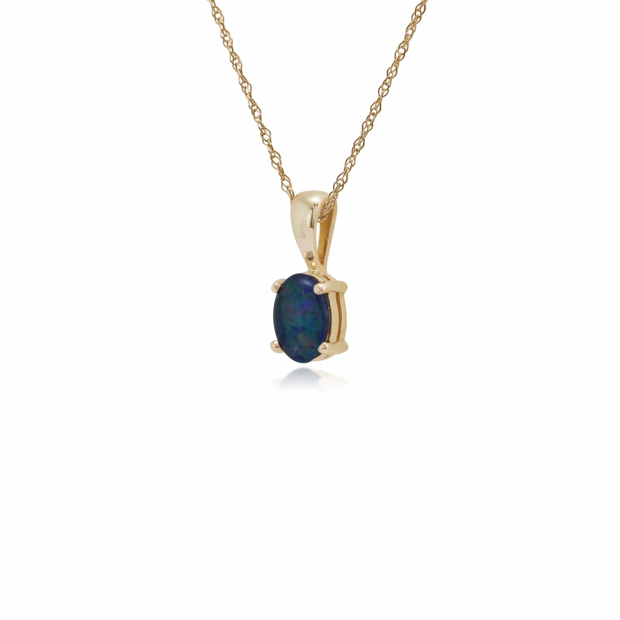 Classic Oval Triplet Opal Single Stone Pendant in 9ct Yellow Gold - Gemondo