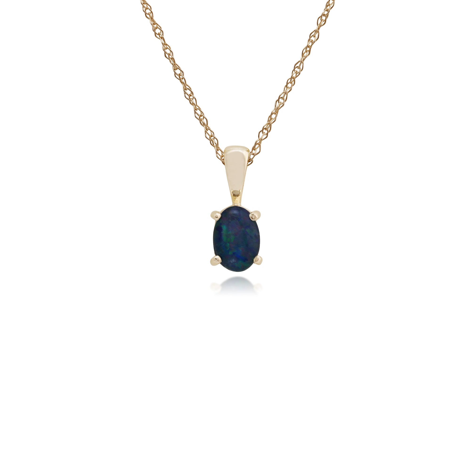 Classic Oval Triplet Opal Single Stone Pendant in 9ct Yellow Gold - Gemondo