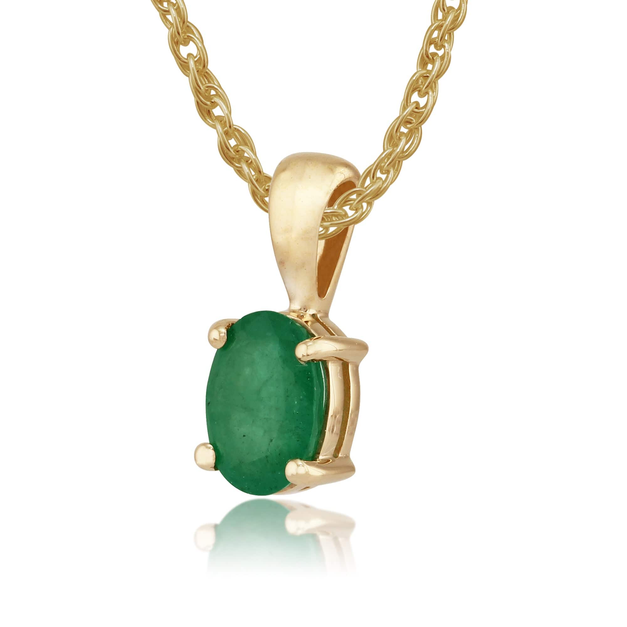 27058 Classic Oval Emerald Pendant in 9ct Yellow Gold 3