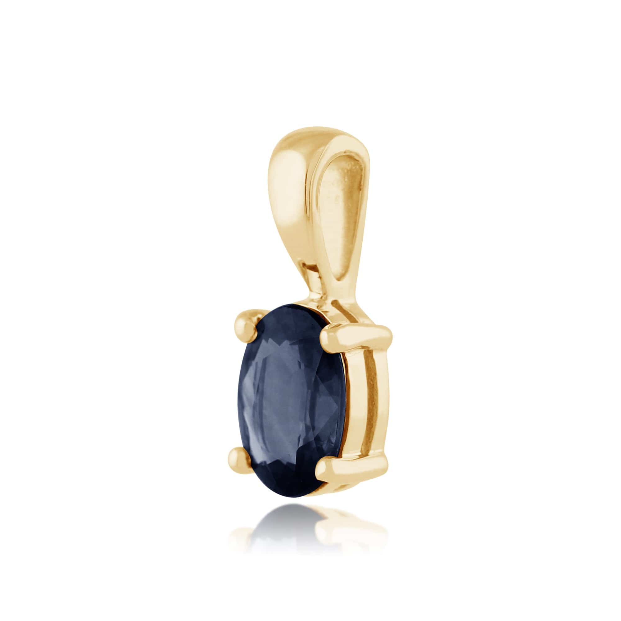 Classic Oval Light Blue Sapphire Pendant in 9ct Yellow Gold - Gemondo