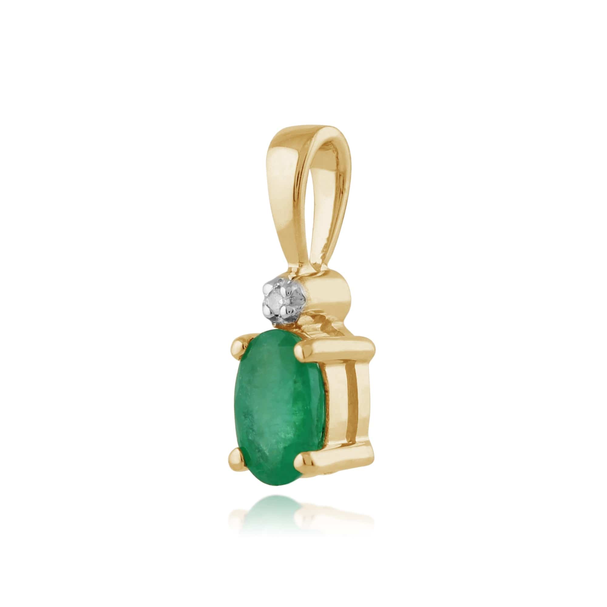 Classic Oval Emerald & Diamond Pendant in 9ct Yellow Gold - Gemondo