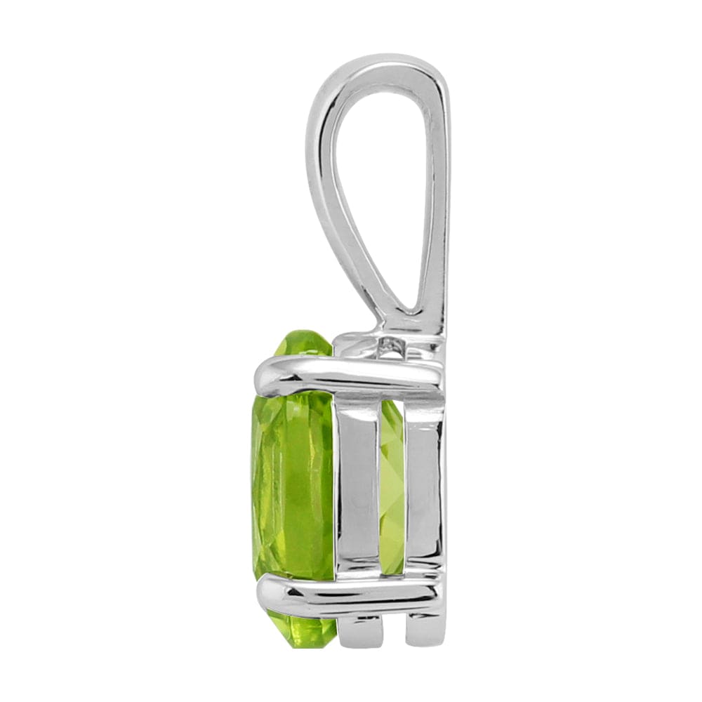 Classic Oval Peridot Pendant in 9ct White Gold - Gemondo