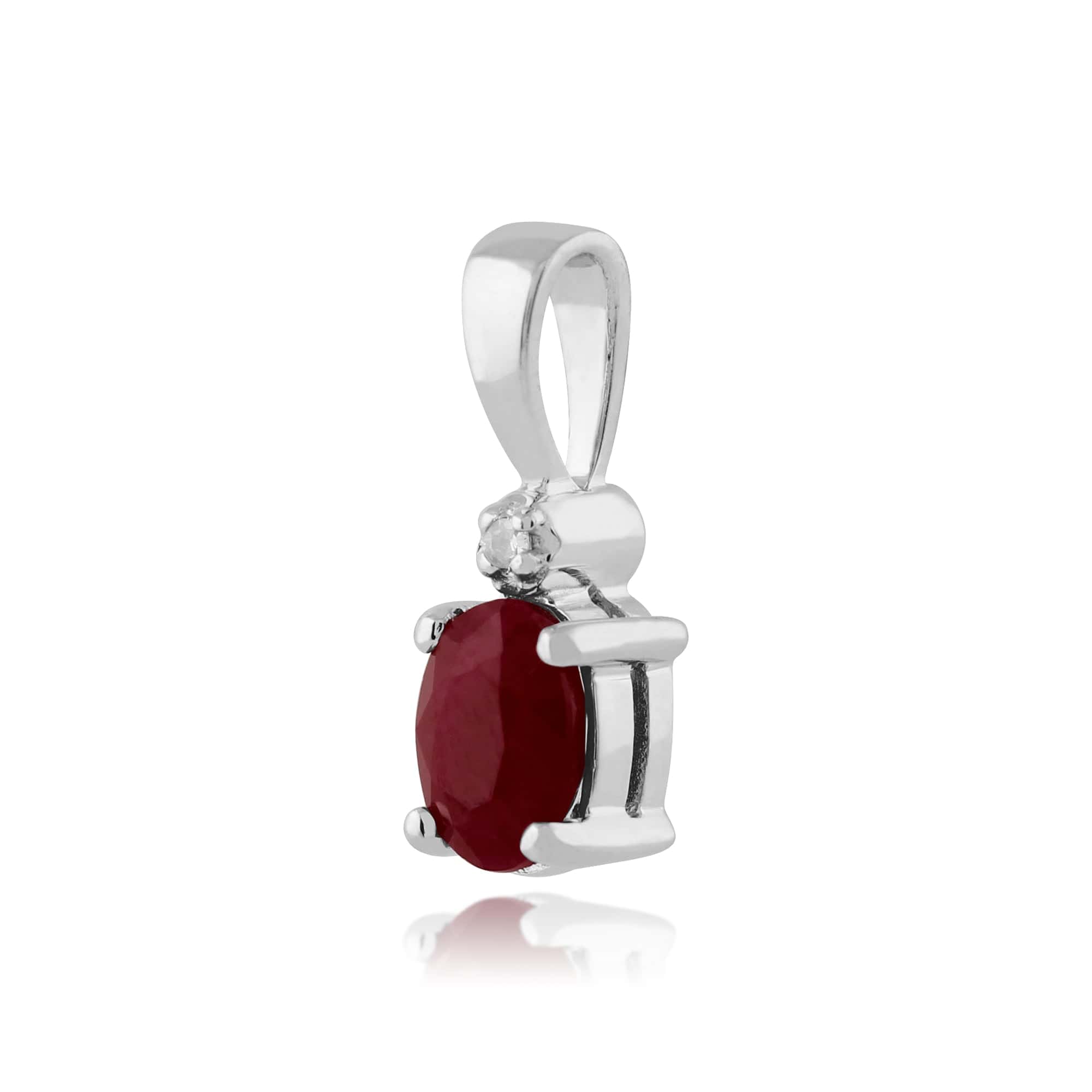 Classic Oval Ruby & Diamond Pendant in 9ct White Gold - Gemondo