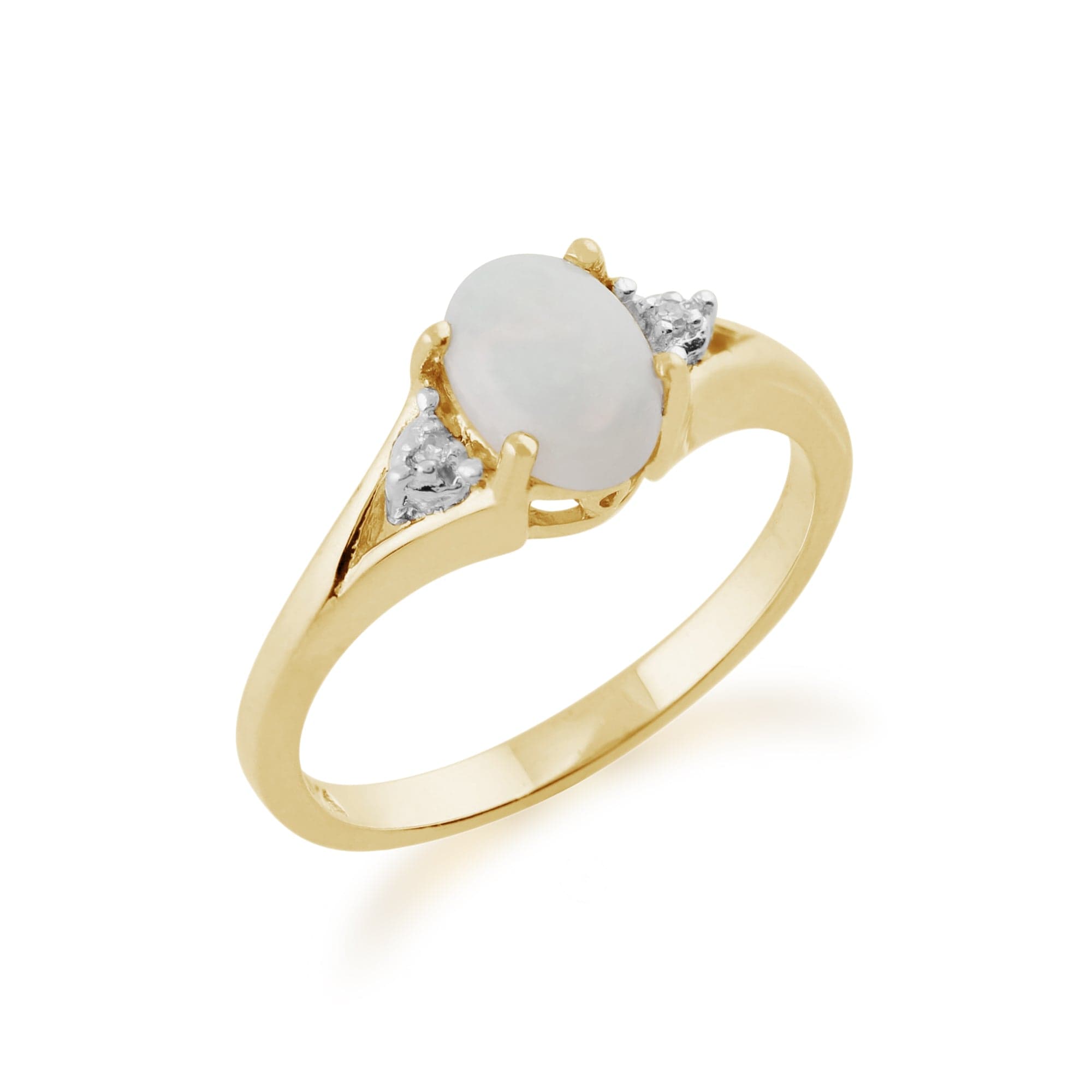 Oval Opal & Diamond Ring in 9ct Gold