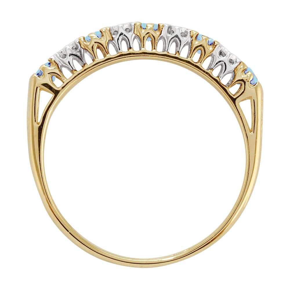 Classic Round Blue Topaz & Diamond Eternity Ring in 9ct Yellow Gold  - Gemondo
