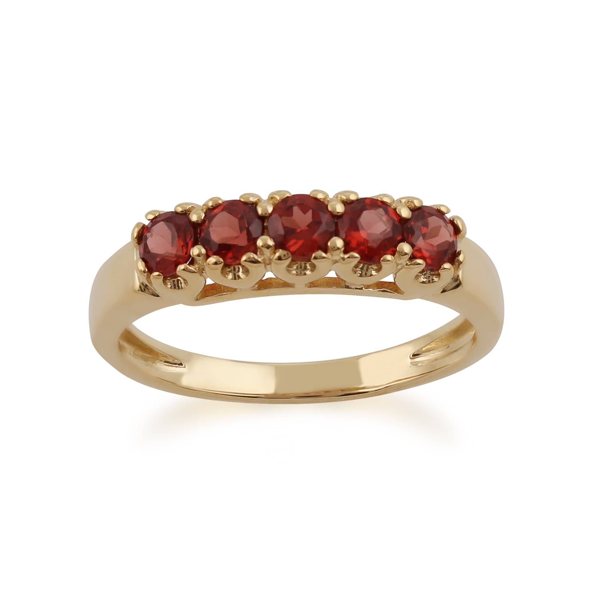 9ct Yellow Gold 0.63ct Natural Garnet Classic Five Stone Ring Image 1