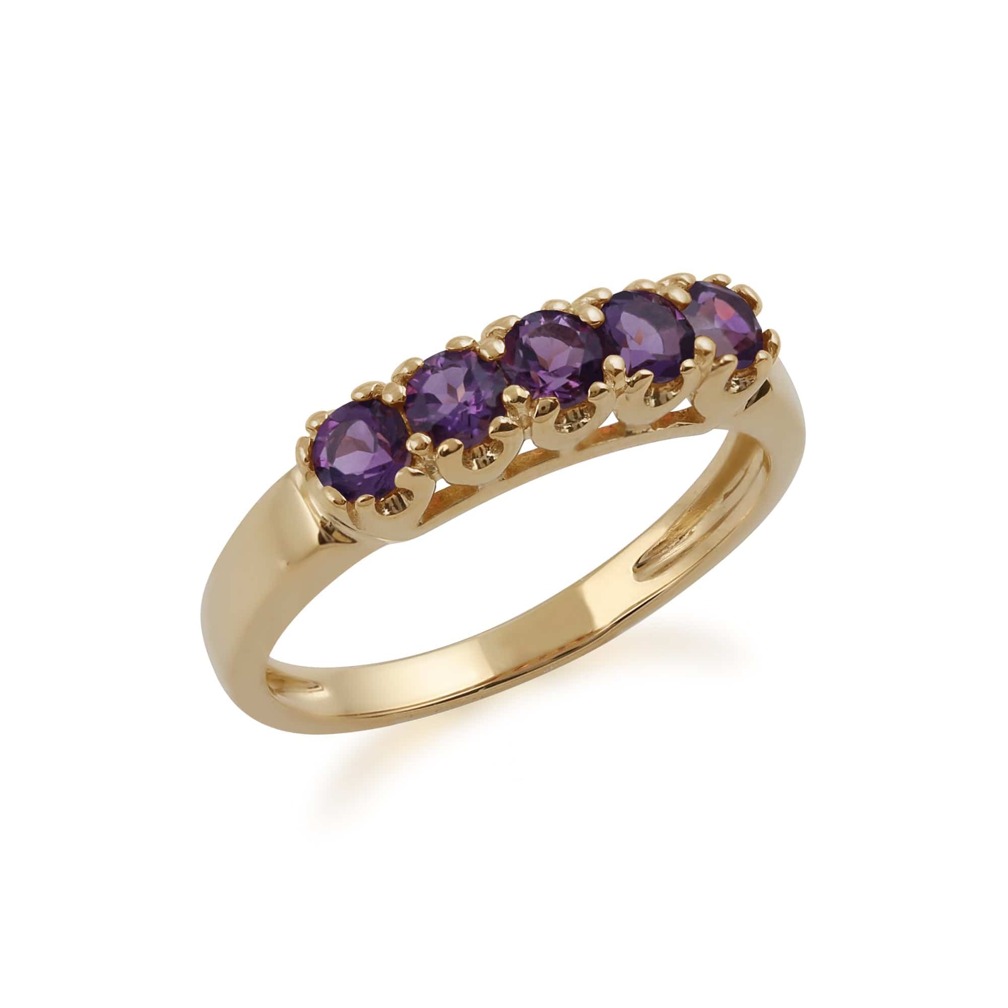 25499 9ct Yellow Gold 0.47ct Natural Amethyst Classic Five Stone Style Ring 2