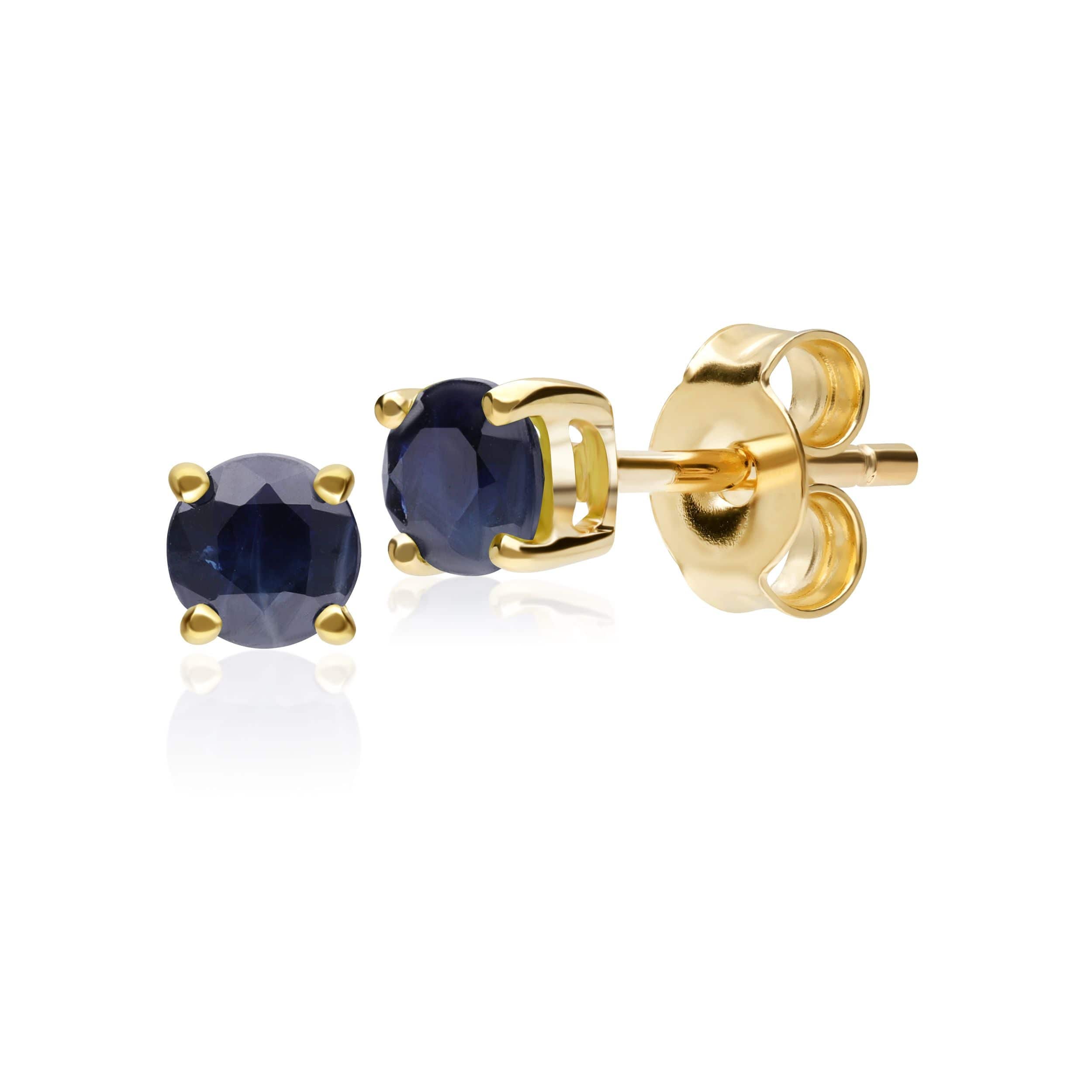 Classic Round Sapphire Stud Earrings in 9ct Yellow Gold - Gemondo