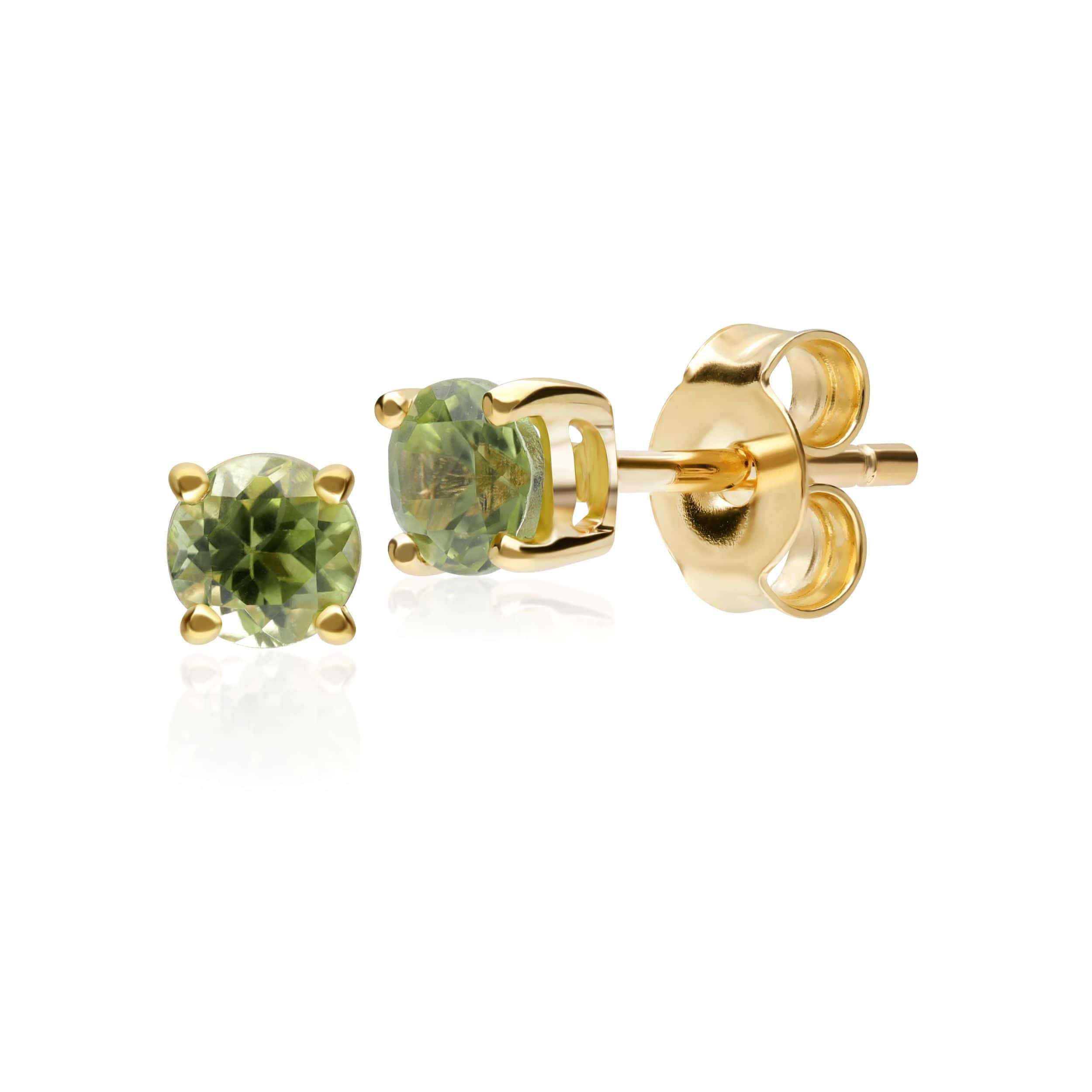 135E1402049 Gemondo Peridot Round Stud Earrings In 9ct Yellow Gold Claw Set 1