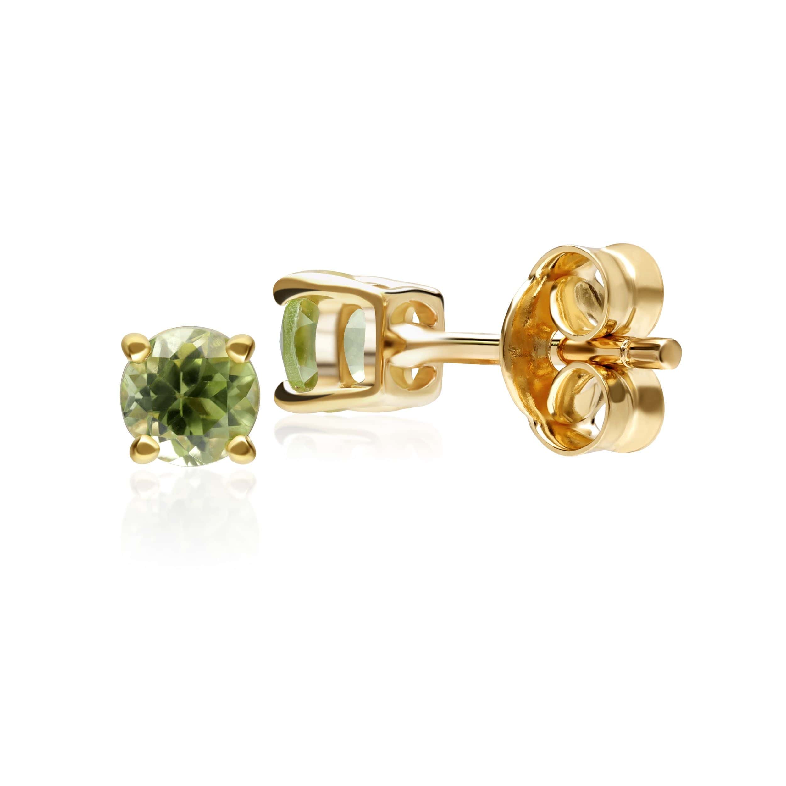 135E1402049 Gemondo Peridot Round Stud Earrings In 9ct Yellow Gold Claw Set 2