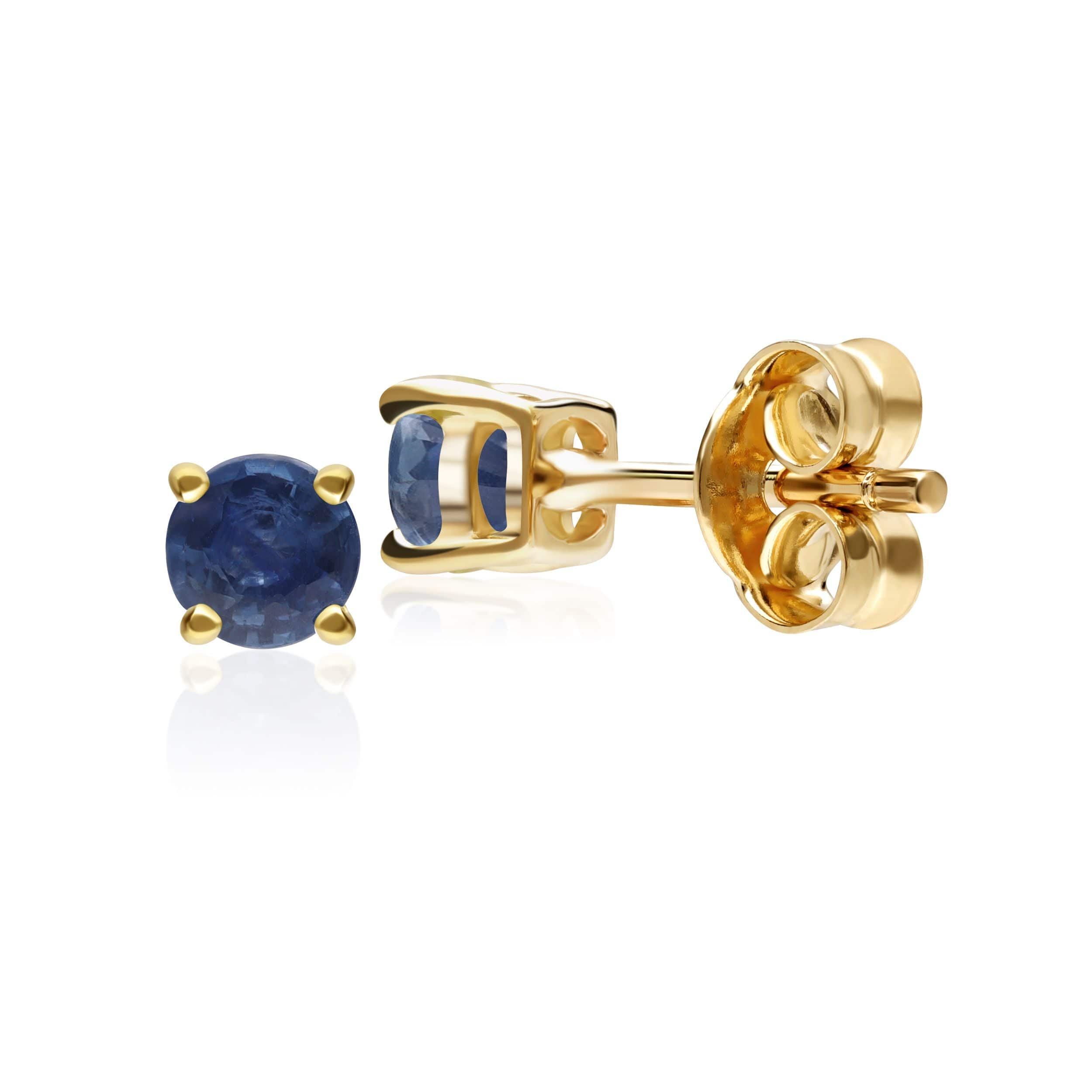 Classic Round Sapphire Stud Earrings in 9ct Yellow Gold 3.5mm - Gemondo