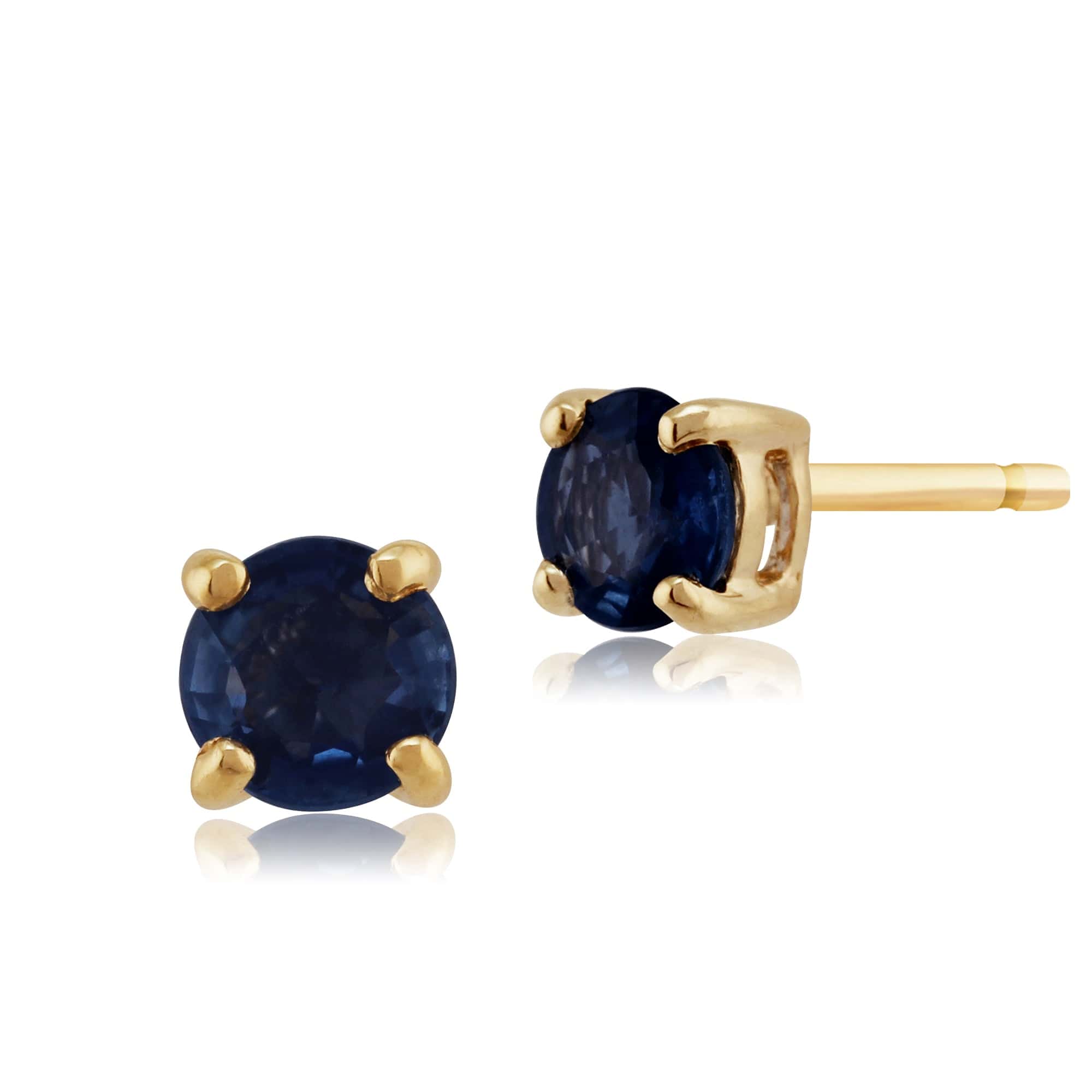 Gemondo Blue Sapphire Round Stud Earrings In 9ct Yellow Gold 3.50mm Claw Set Image