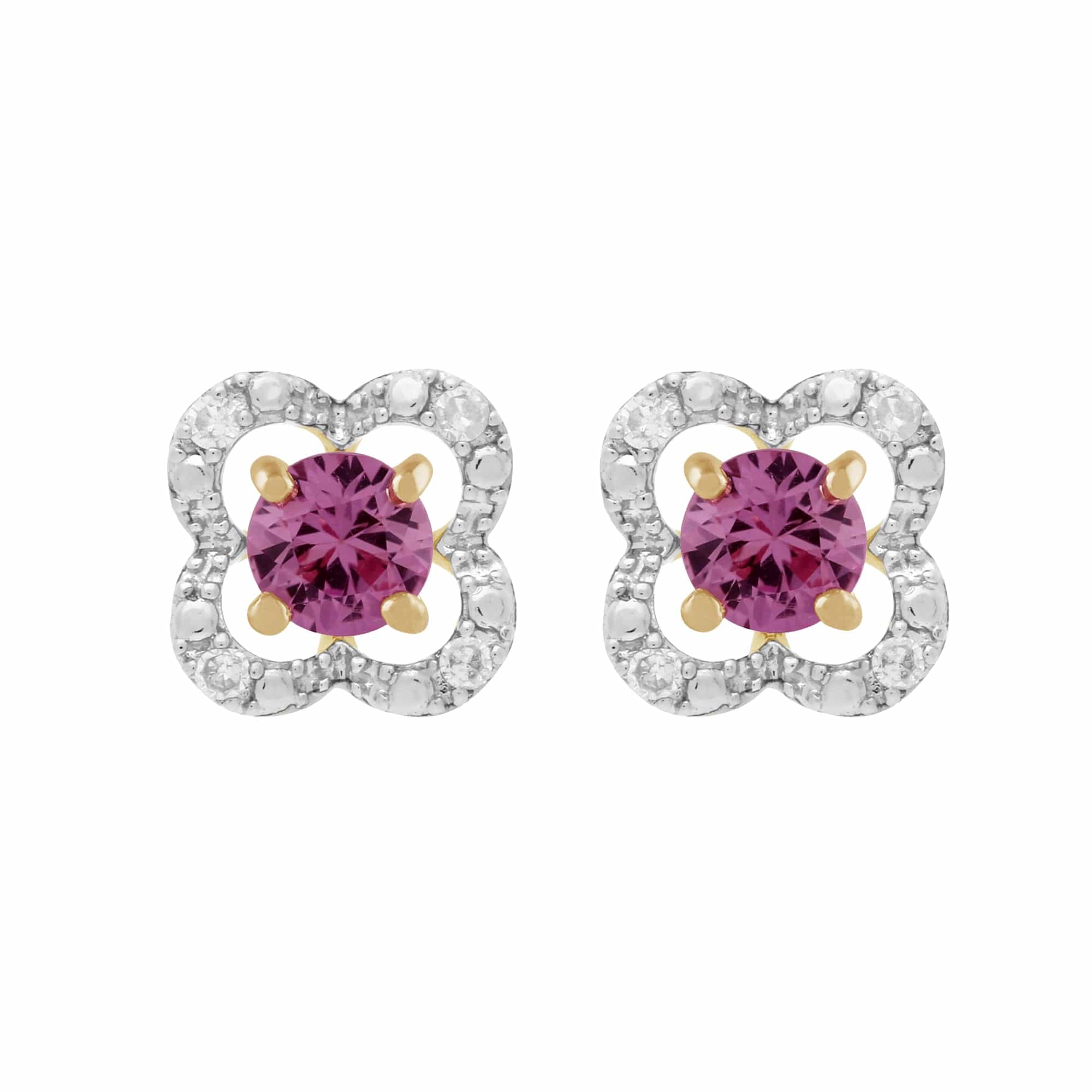 Classic Round Pink Sapphire Studs with Detachable Diamond Floral Ear J ...