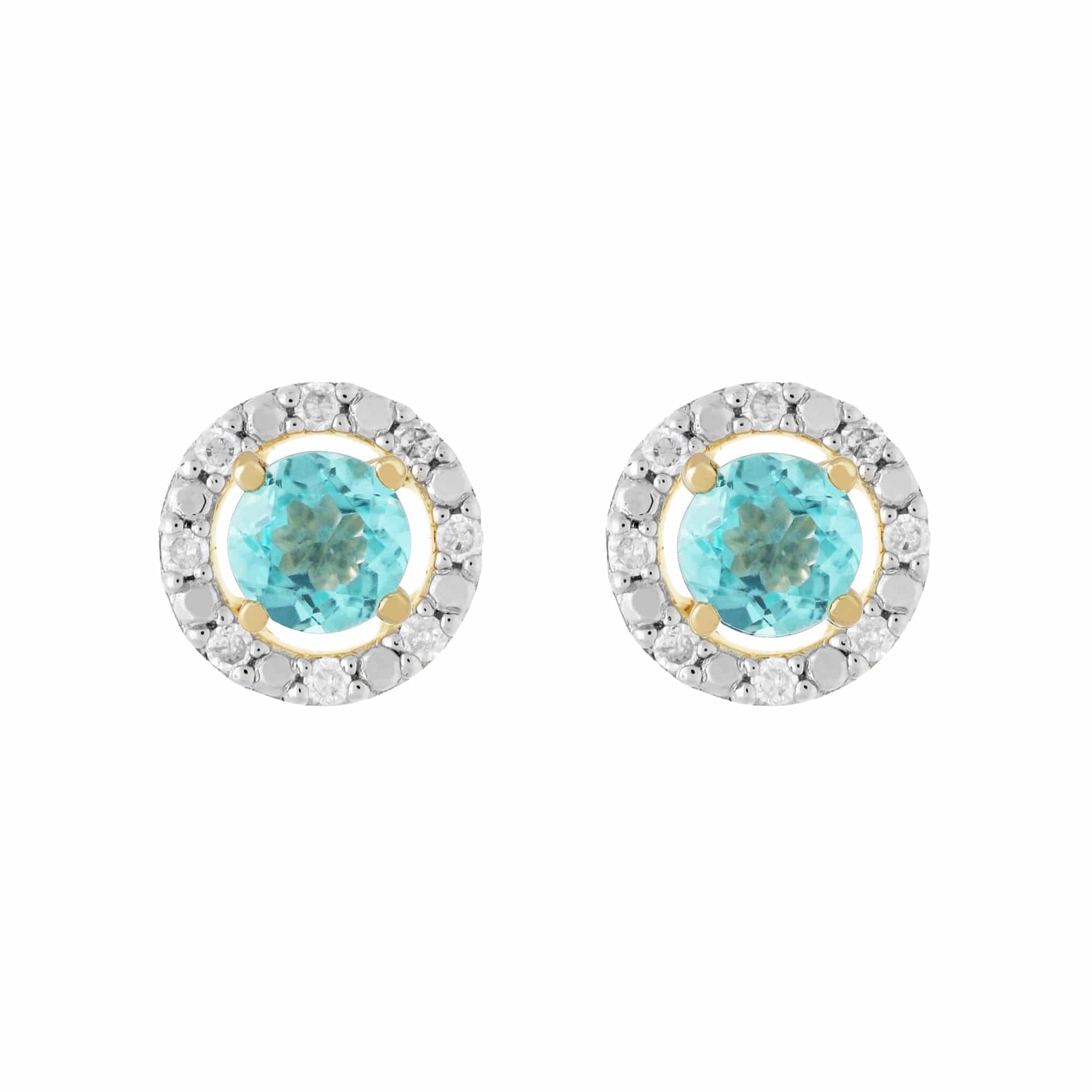 183E0083439-191E0376019 Classic Round Apatite Stud Earrings with Detachable Diamond Round Earrings Jacket Set in 9ct Yellow Gold 1