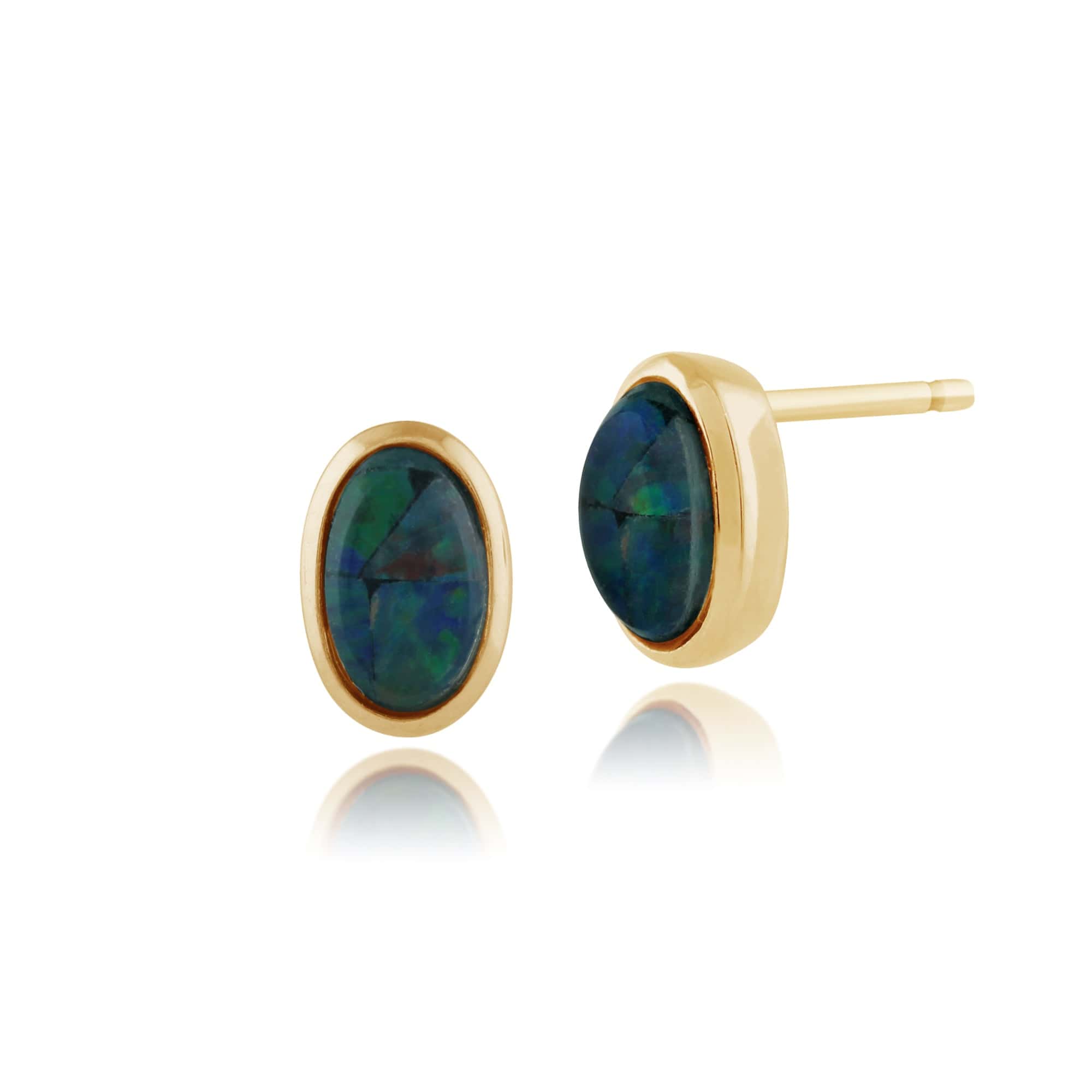 Classic Oval Triplet Opal Stud Earrings