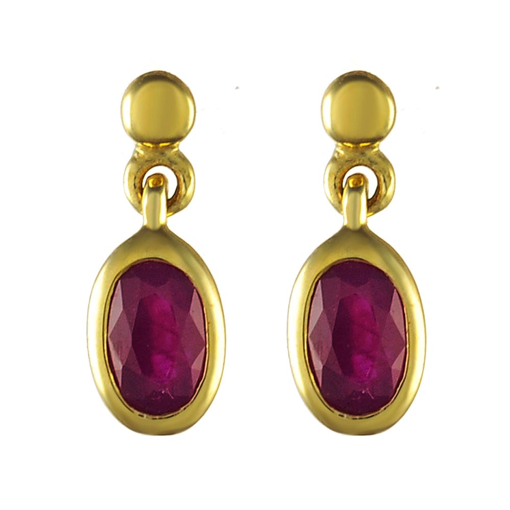 9ct Yellow Gold 0.57ct Natural Ruby Classic Drop Style Earrings Image