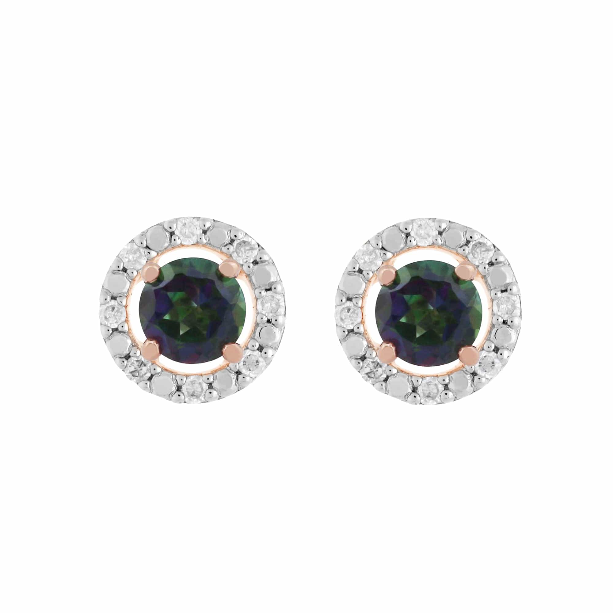 183E4316029-191E0377019 Classic Round Mystic Topaz Stud Earrings with Detachable Diamond Round Ear Jacket in 9ct Rose Gold 1