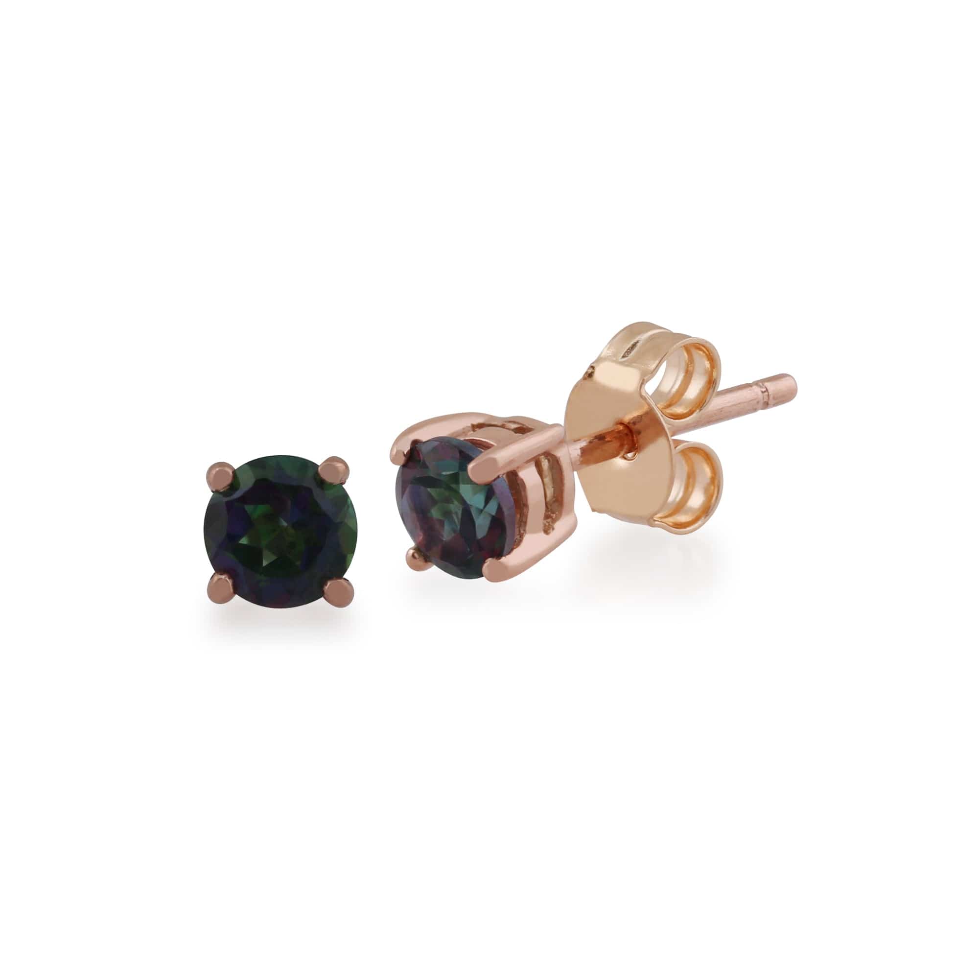 Classic Round Mystic Topaz Stud Earrings with Detachable Diamond Round Earrings Jacket Set in 9ct Rose Gold - Gemondo