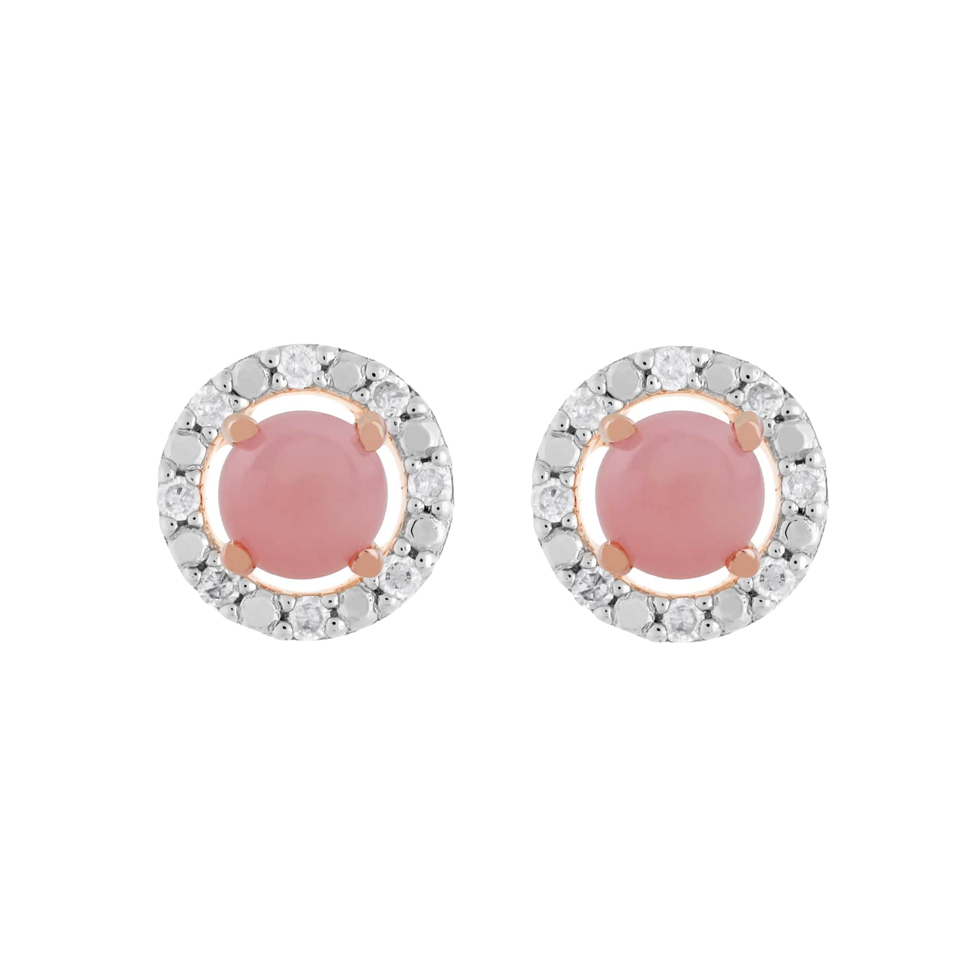 183E4316039-191E0377019 Classic Round Pink Opal Stud Earrings with Detachable Diamond Round Ear Jacket in 9ct Rose Gold 1