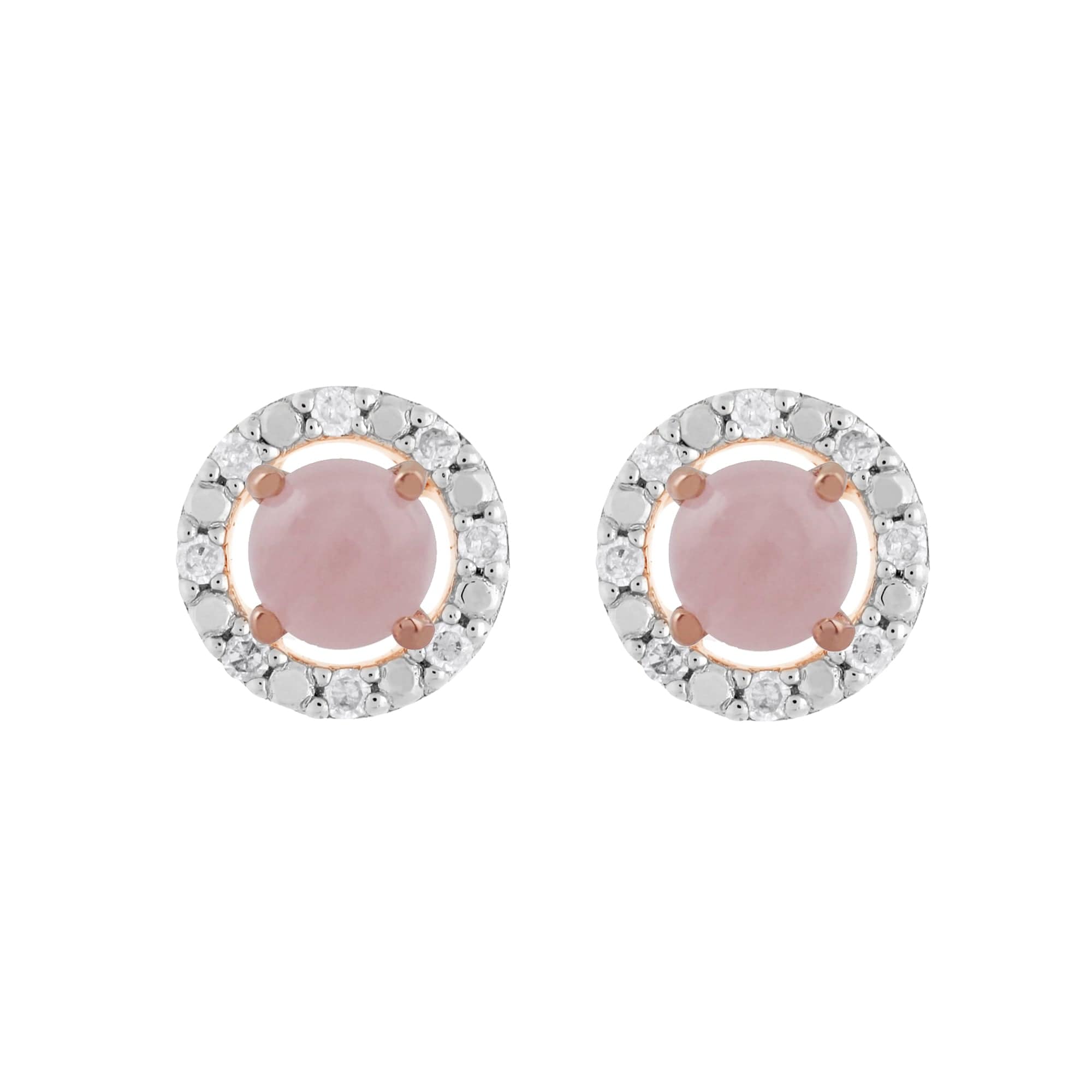 183E4316049-191E0377019 Classic Round Rose Quartz Stud Earrings with Detachable Diamond Round Ear Jacket in 9ct Rose Gold 1
