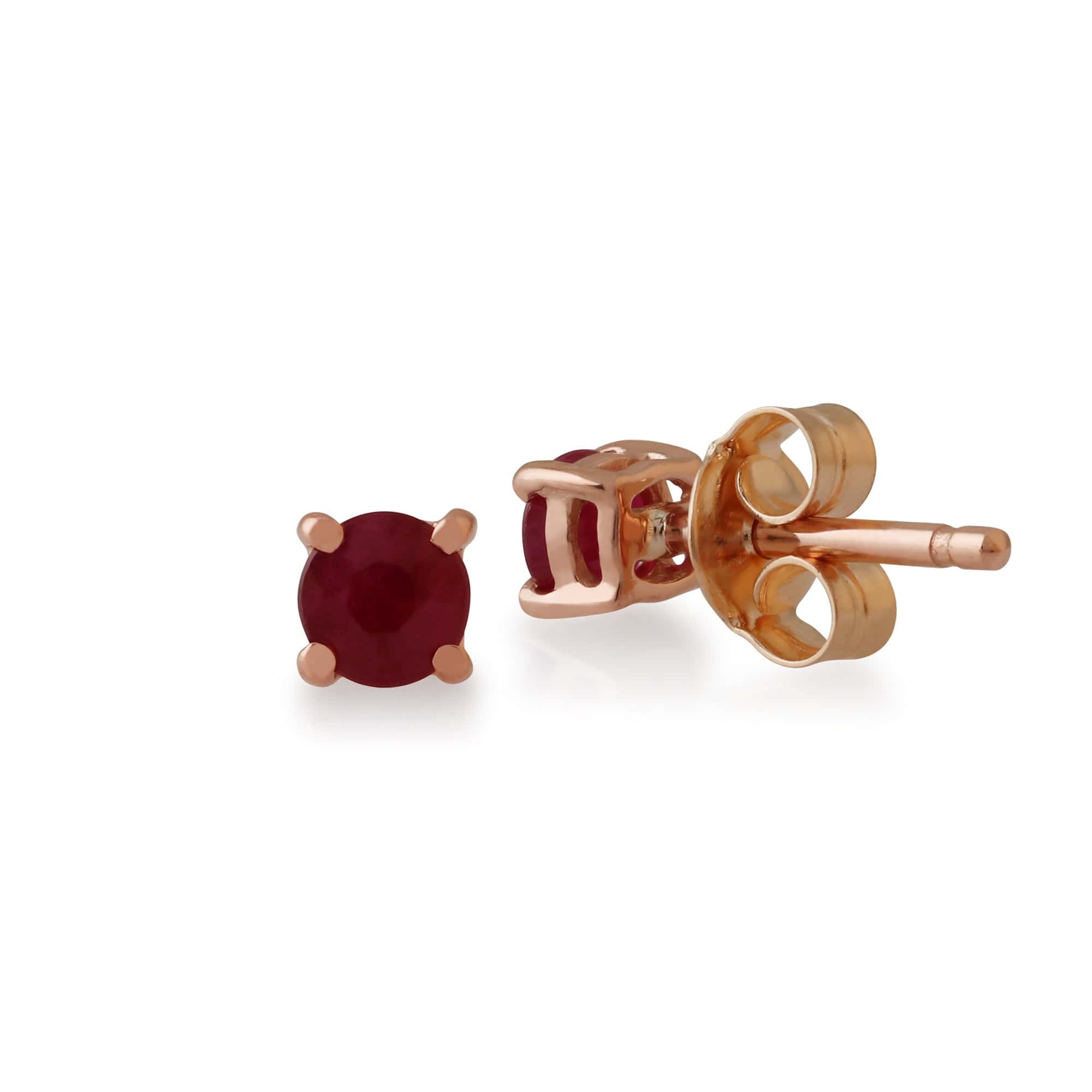 Classic Round Pink Opal Claw Set Stud Earrings