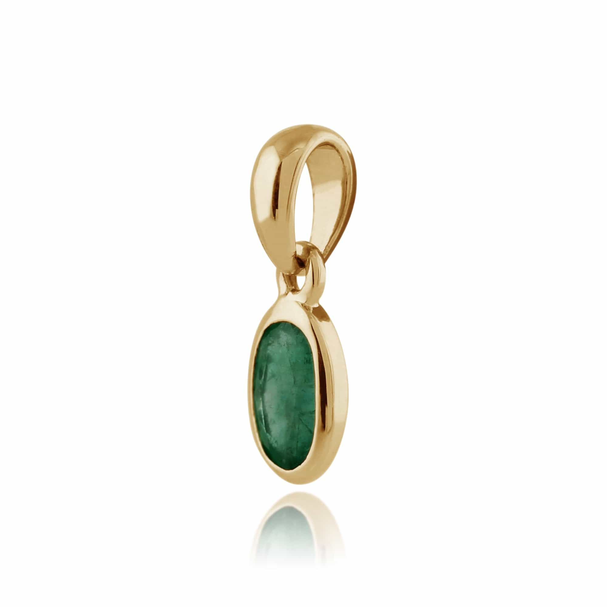 183P1120019-26947 Classic Oval Emerald Single Stone Bezel Stud Earrings & Pendant Set in 9ct Yellow Gold 4