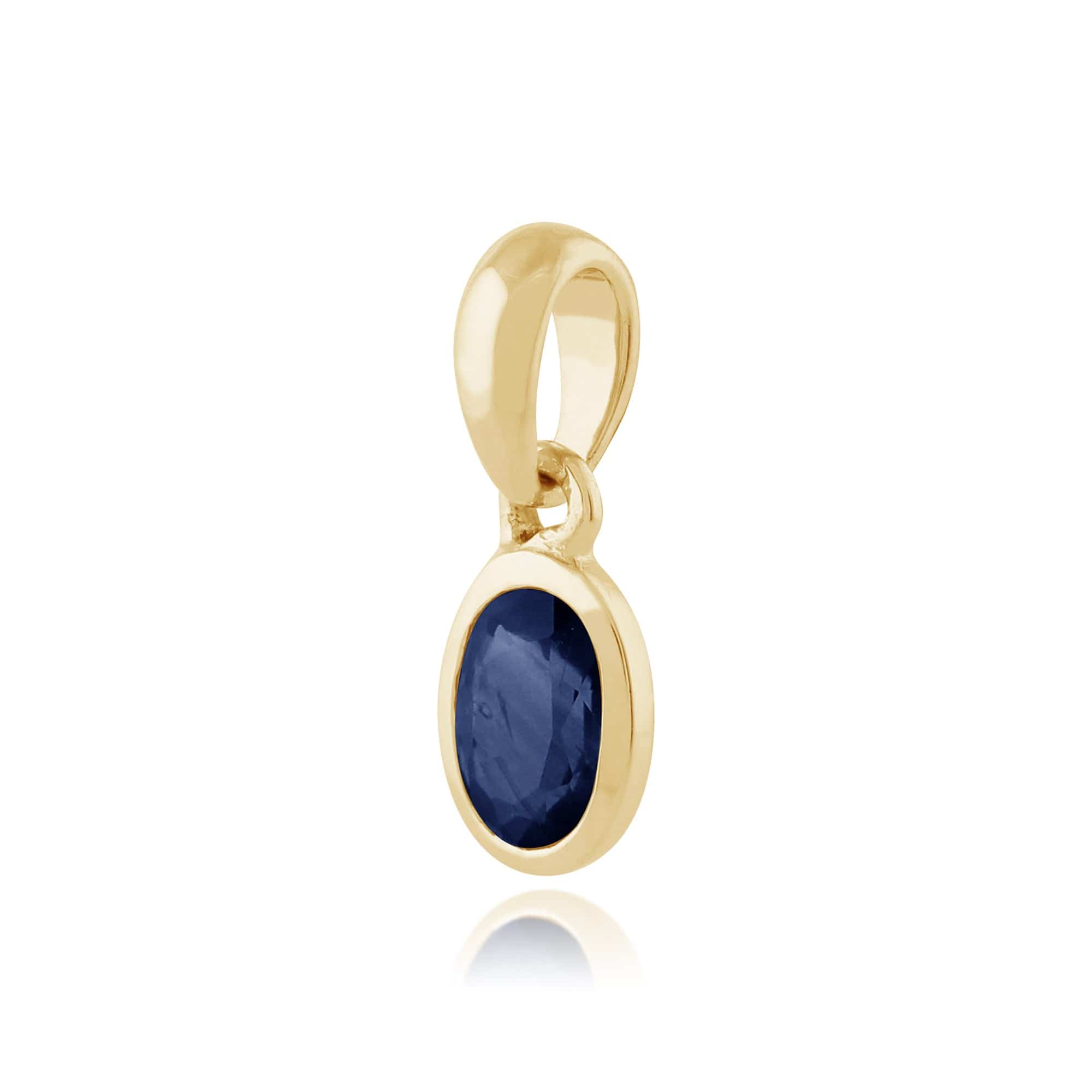 183P1120049 Classic Oval Light Blue Sapphire Pendant in 9ct Yellow Gold 2
