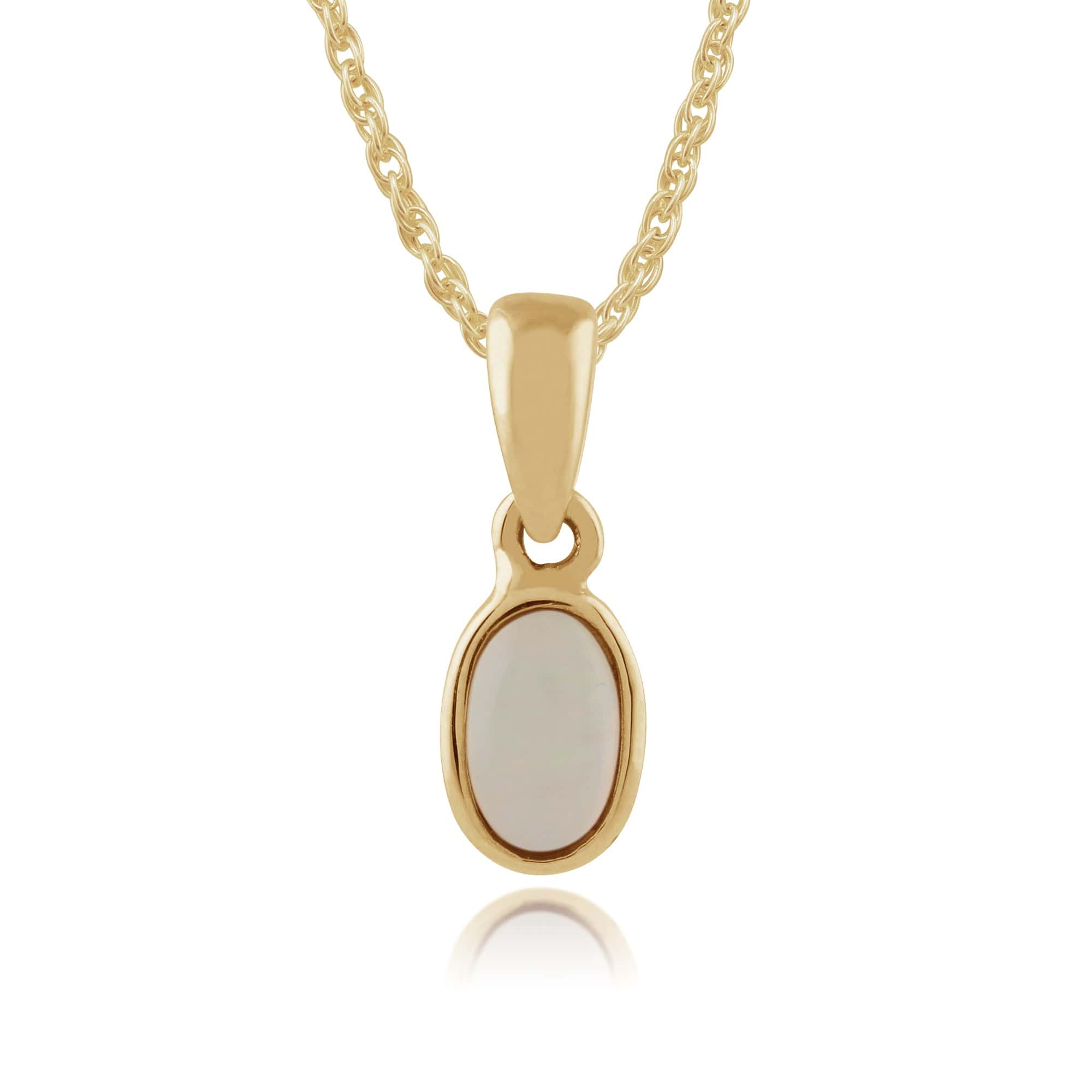 Classic Oval Opal Pendant in 9ct Yellow Gold - Gemondo