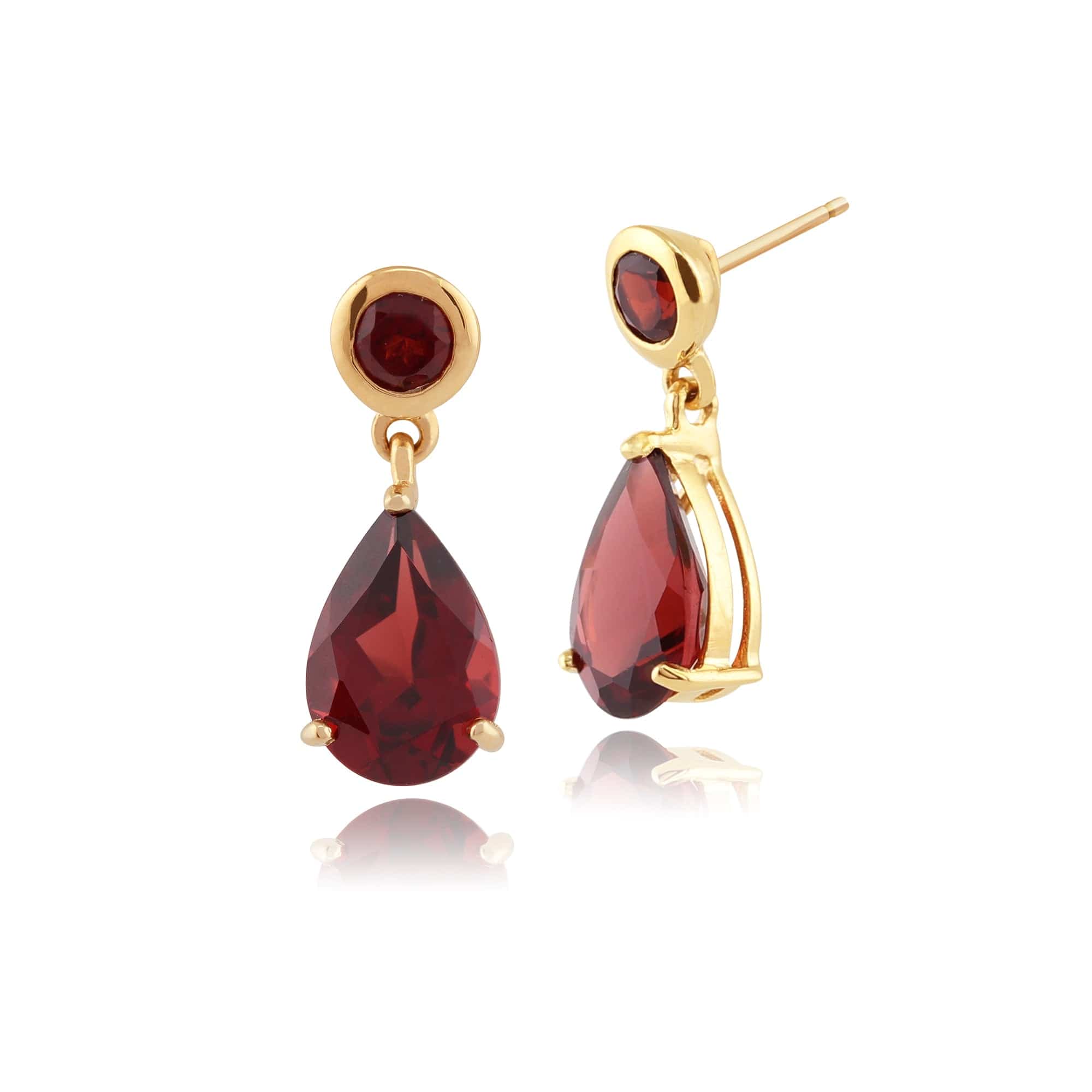 Classic Garnet Drop Stud Earrings & Pendant Set Image 2