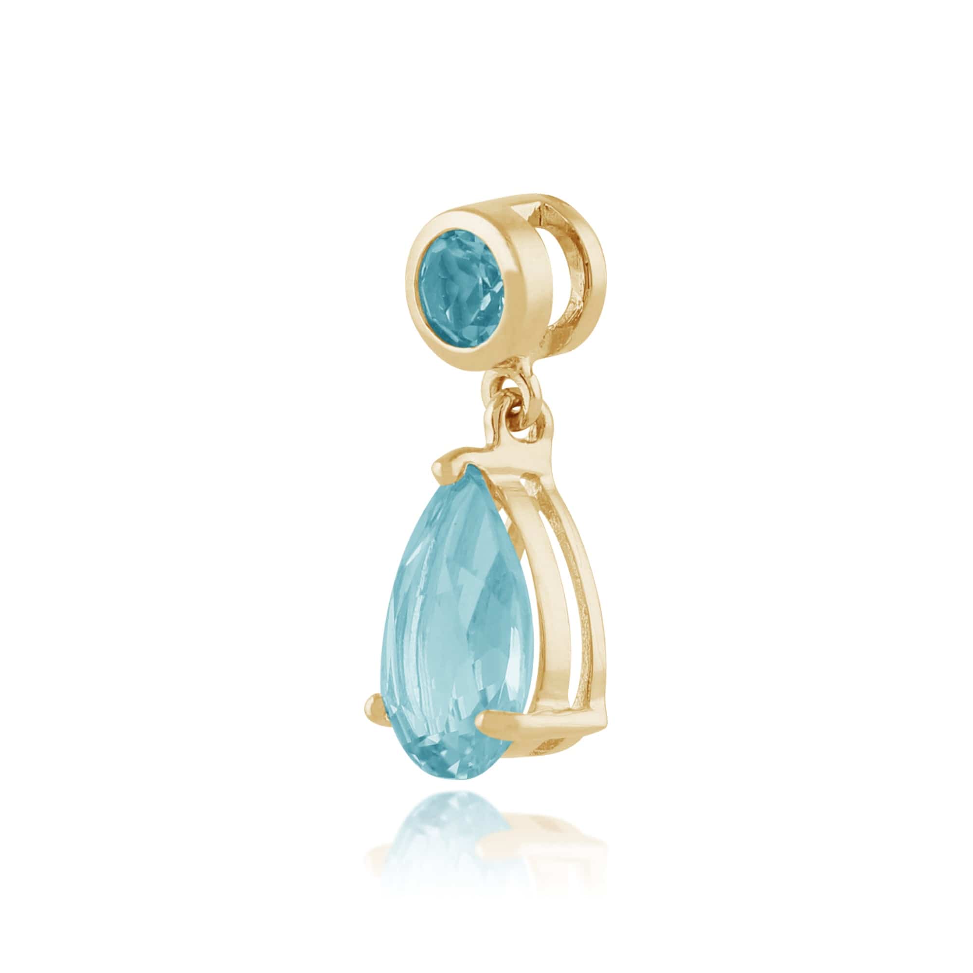 25389-186P0188029 Classic Pear & Round Blue Topaz Drop Earrings & Pendant Set in 9ct Yellow Gold 4