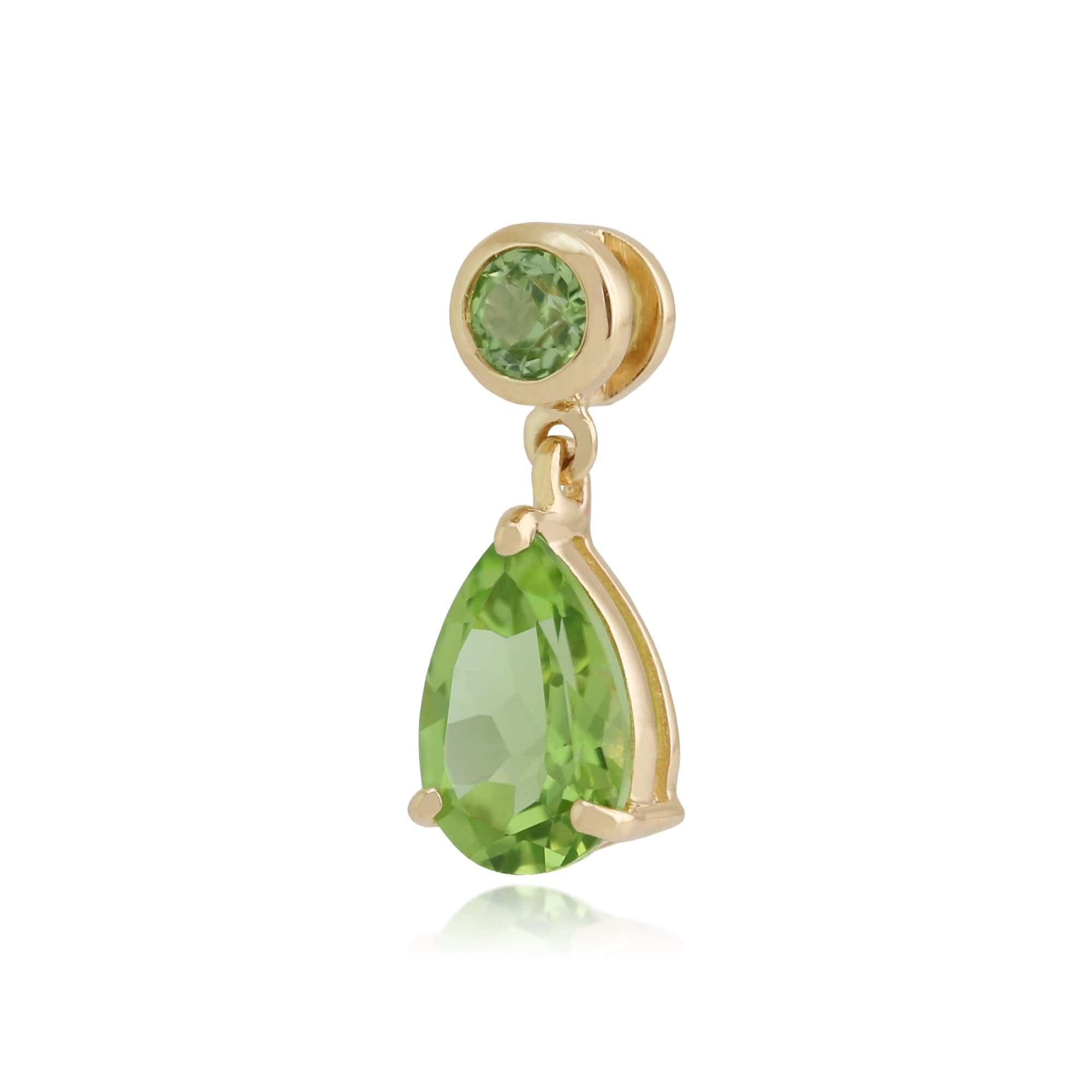 Classic Pear & Round Peridot Pendant in 9ct Yellow Gold