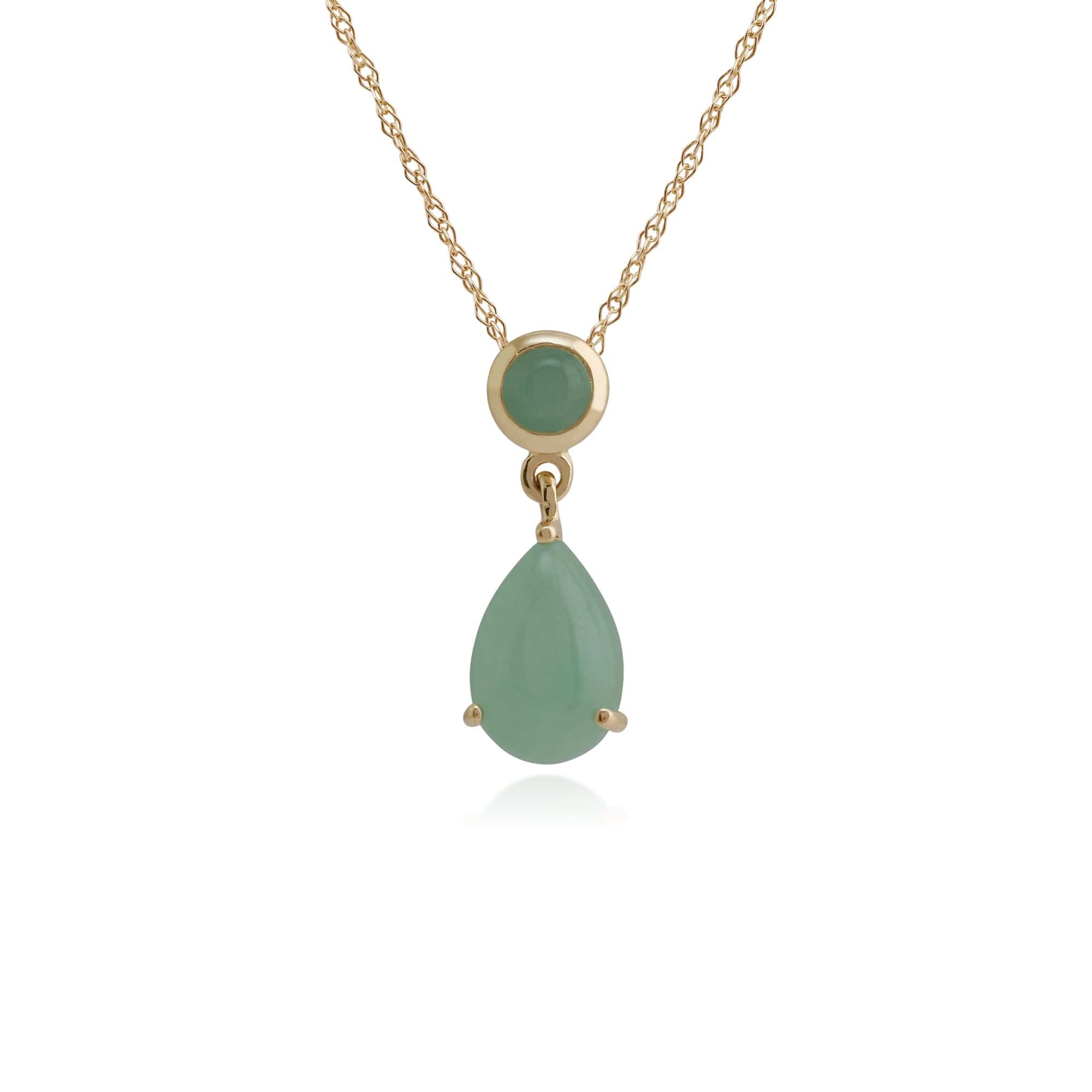 Classic Pear & Round Jade Drop Earrings & Pendant Set in 9ct Gold - Gemondo