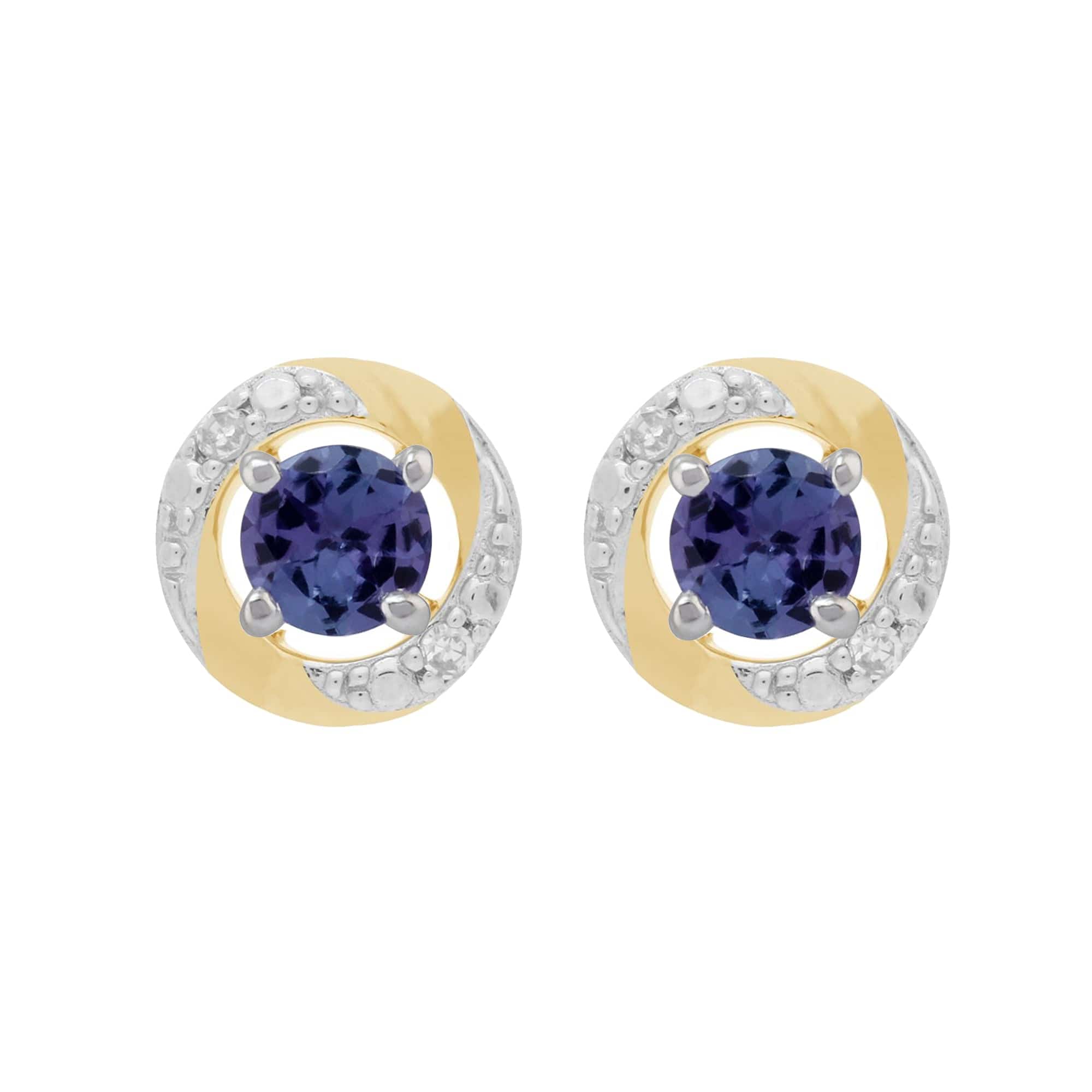 18937-191E0374019 9ct White Gold Tanzanite Stud Earrings with Detachable Diamond Halo Ear Jacket in 9ct Yellow Gold 1